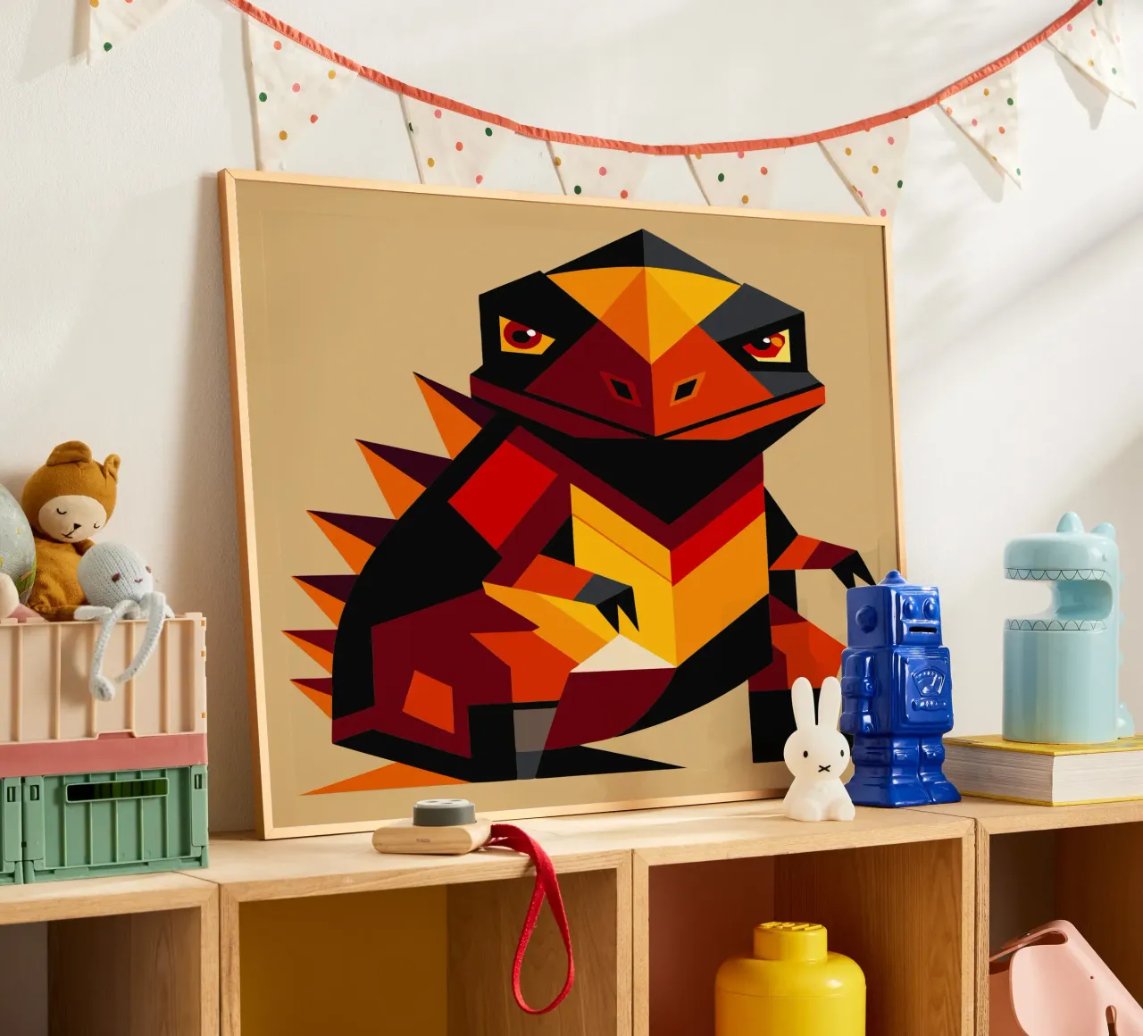 ilustrazione geometrica di komodo carta hahnemühle da nemaro
