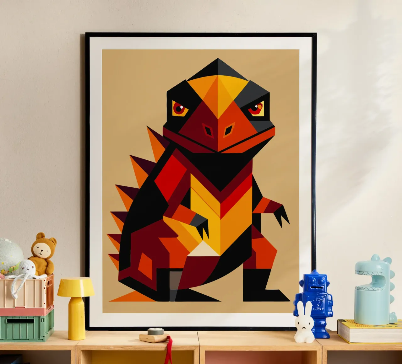 ilustrazione geometrica di komodo carta hahnemühle da nemaro