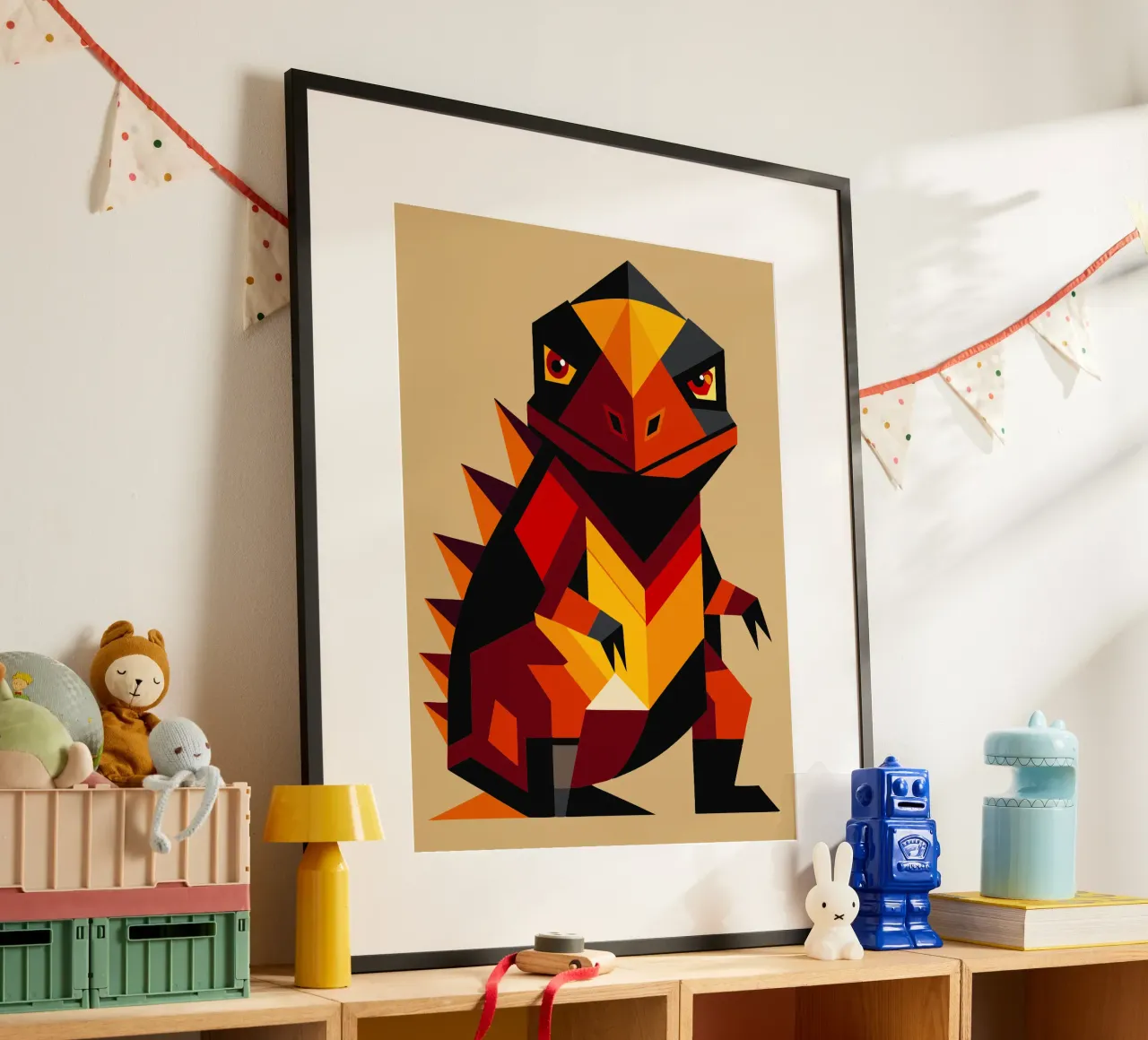 ilustrazione geometrica di komodo carta hahnemühle da nemaro