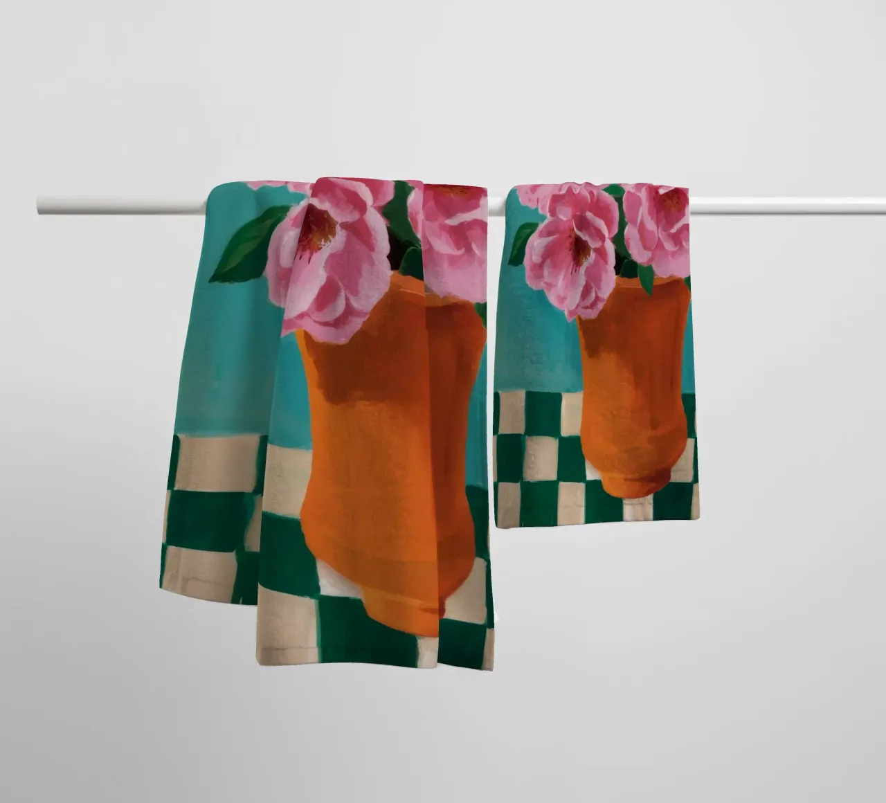 Peonie a scacchiera asciugamano da bagno da Tiga Bersama