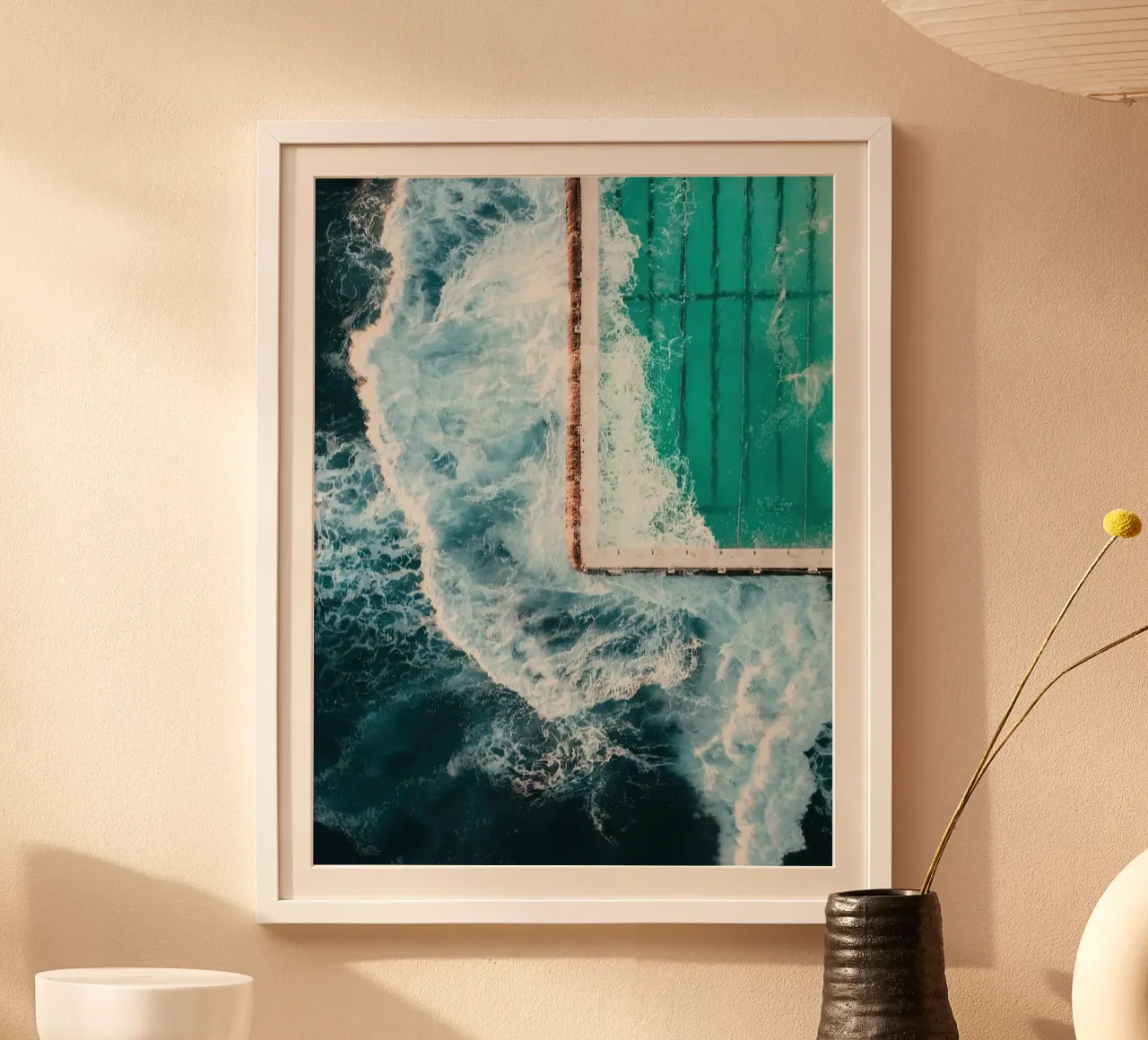 Icebergs Ocean Pool poster with plastic frame by Slim Aarons Vintage