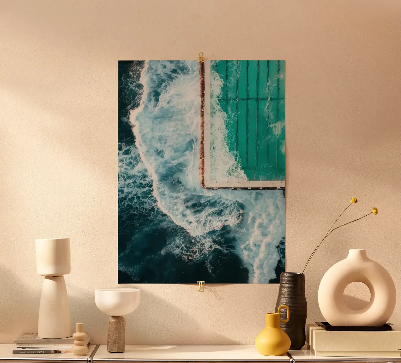 Icebergs Ocean Pool poster with plastic frame by Slim Aarons Vintage