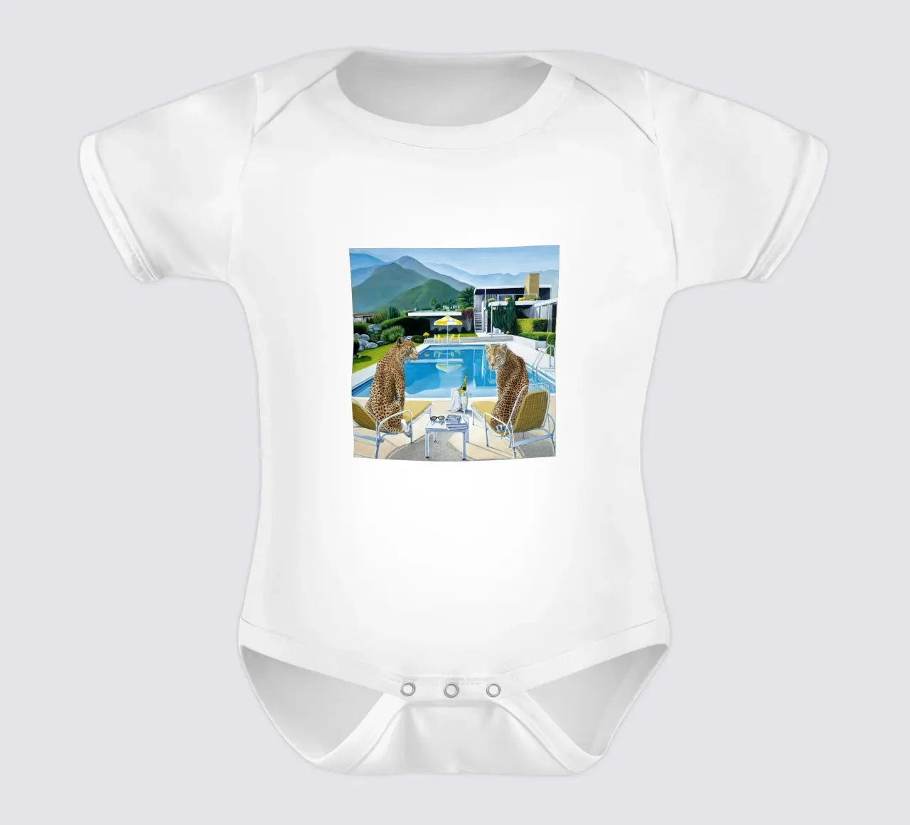 Tiger Pool Side Slim aarons body neonato maniche corte da Slim Aarons Vintage