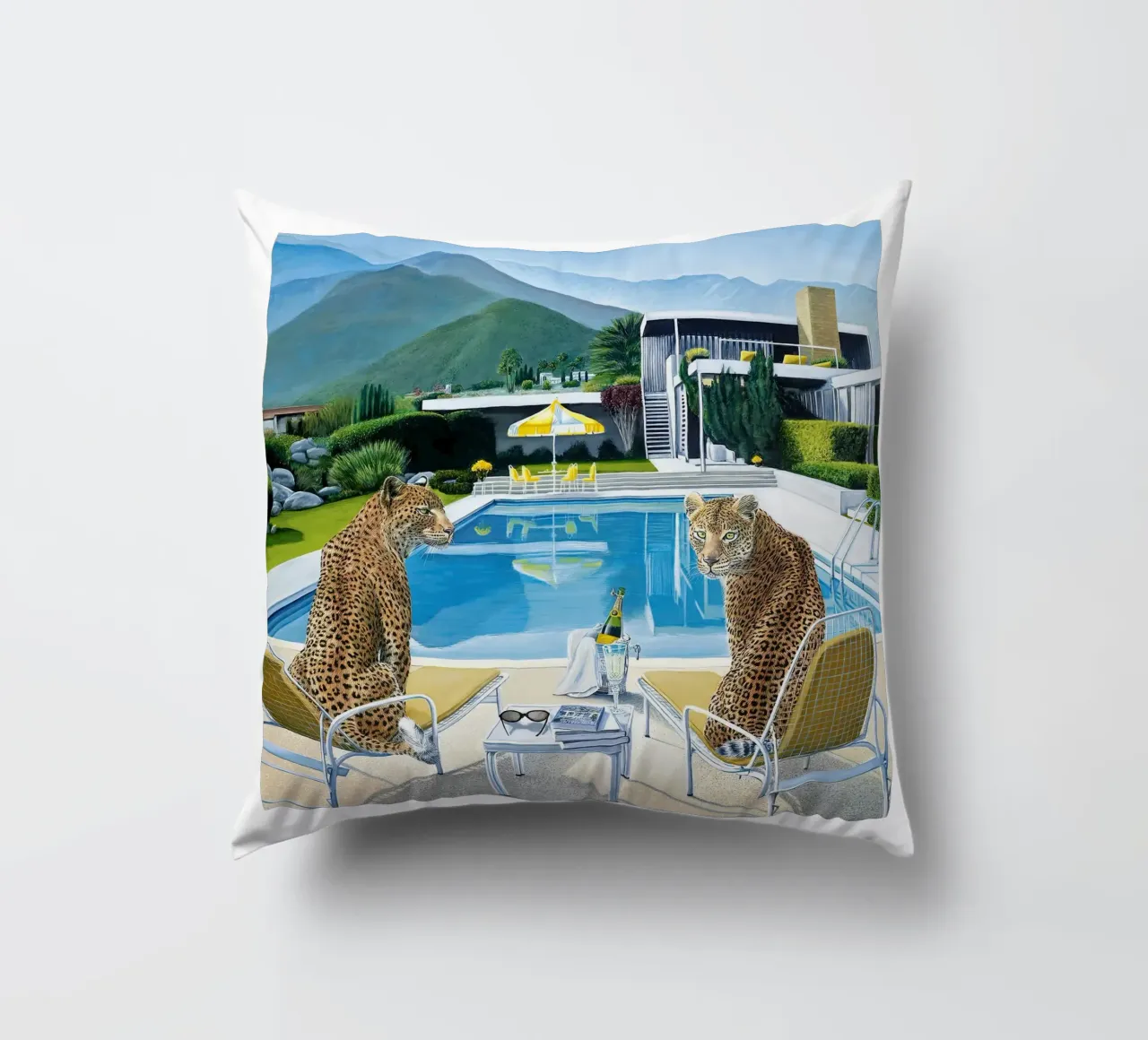 Tiger Pool Side Slim aarons cuscino da Slim Aarons Vintage
