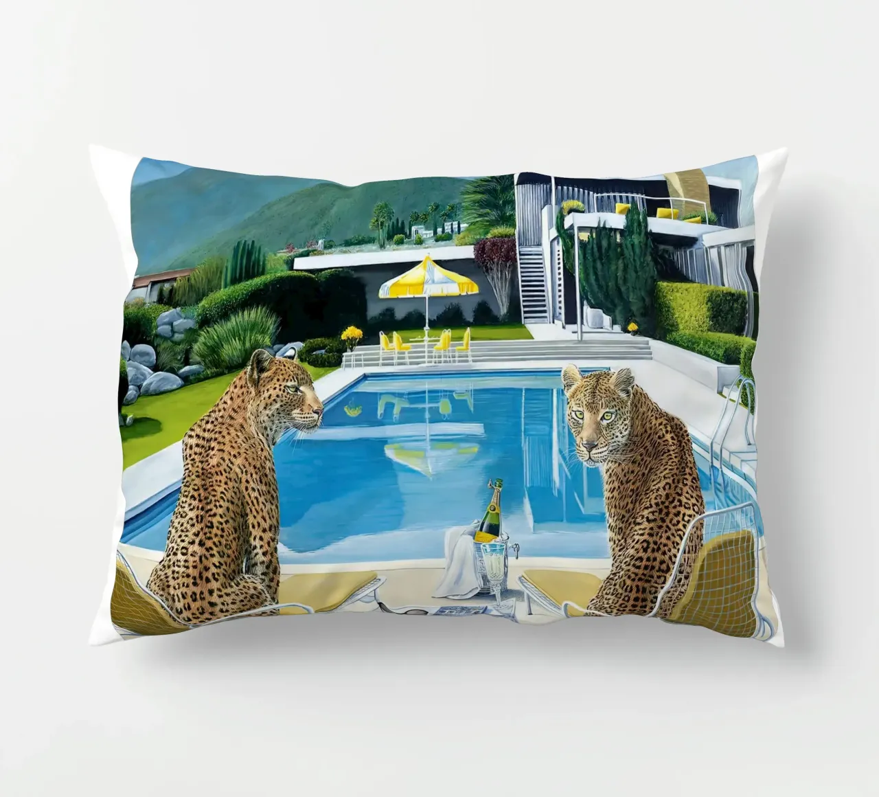 Tiger Pool Side Slim aarons cuscino da Slim Aarons Vintage