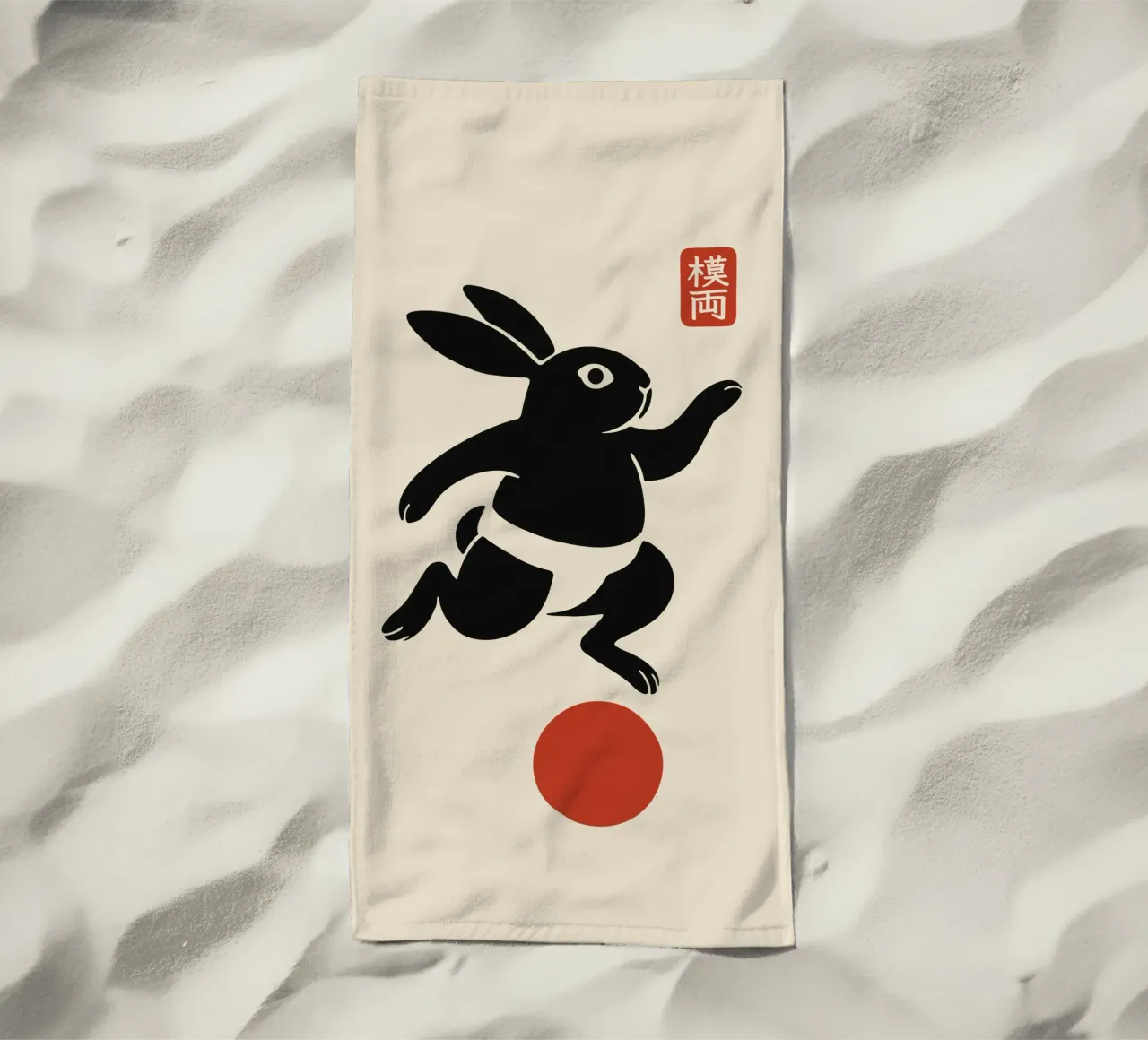 Lapin porte-bonheur en équilibre serviette de plage de Moqro Home Decoration