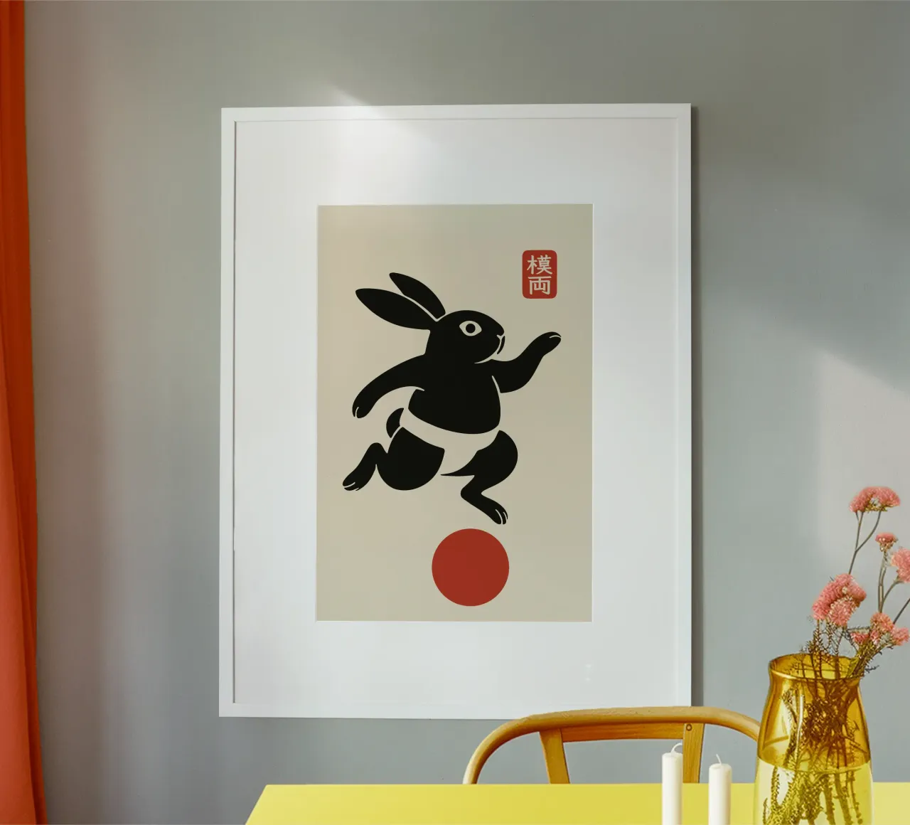 Balancing lucky rabbit poster by Moqro Home Decoration