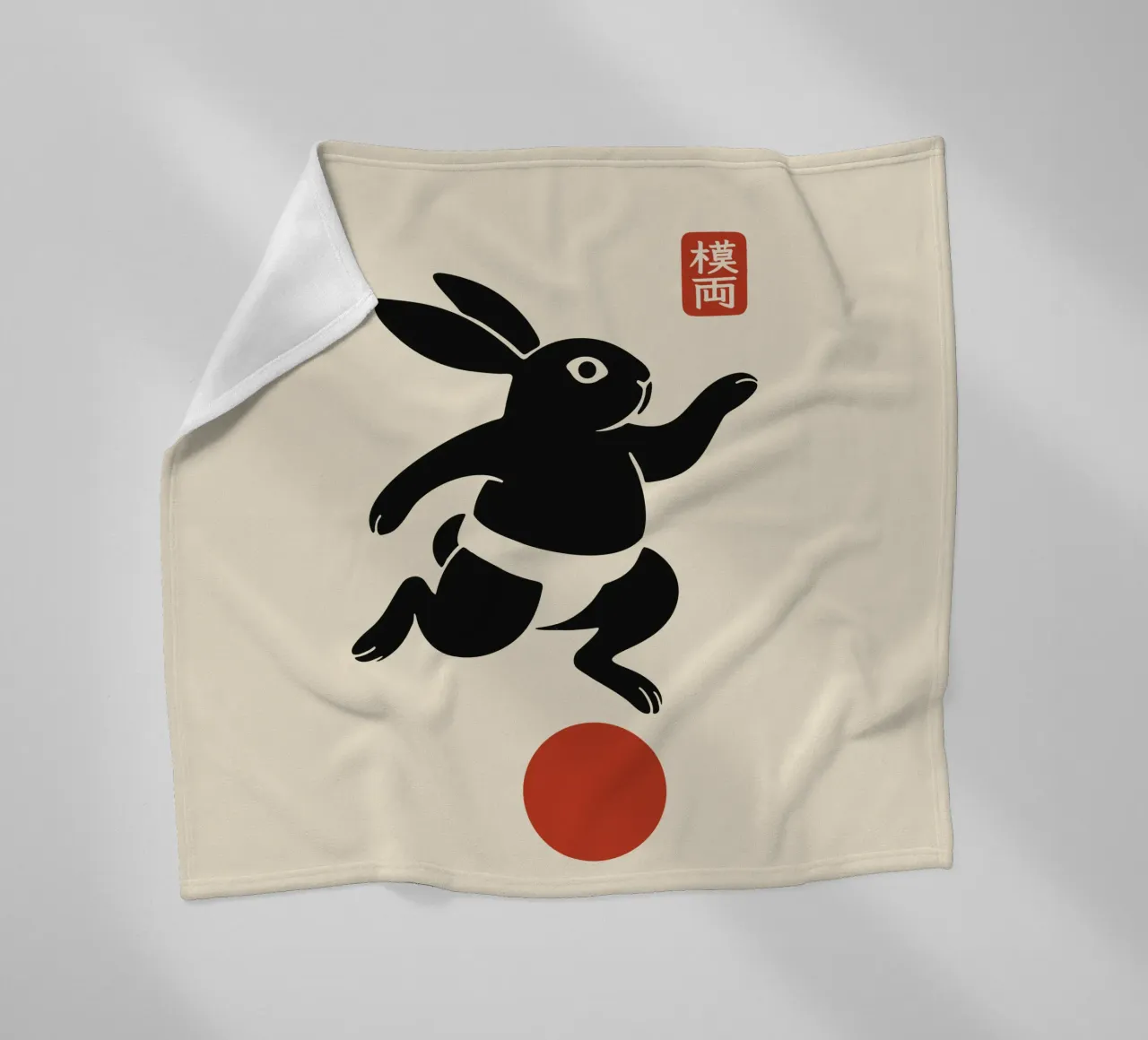 Balancing lucky rabbit fleece blanket by Moqro Home Decoration