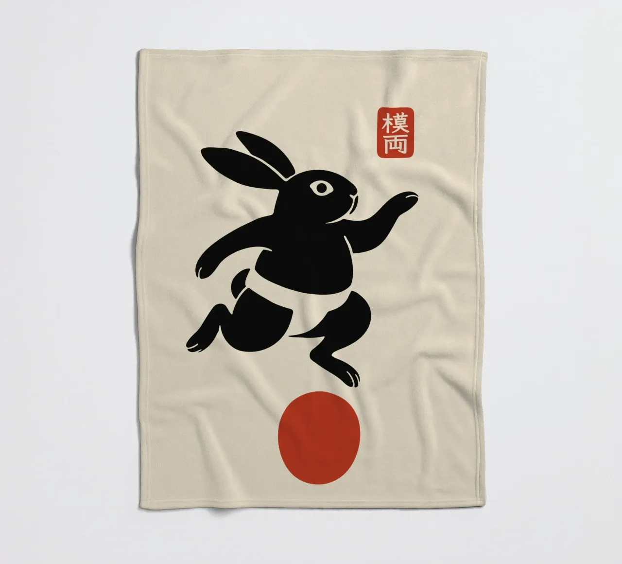 Balancing lucky rabbit fleece blanket by Moqro Home Decoration