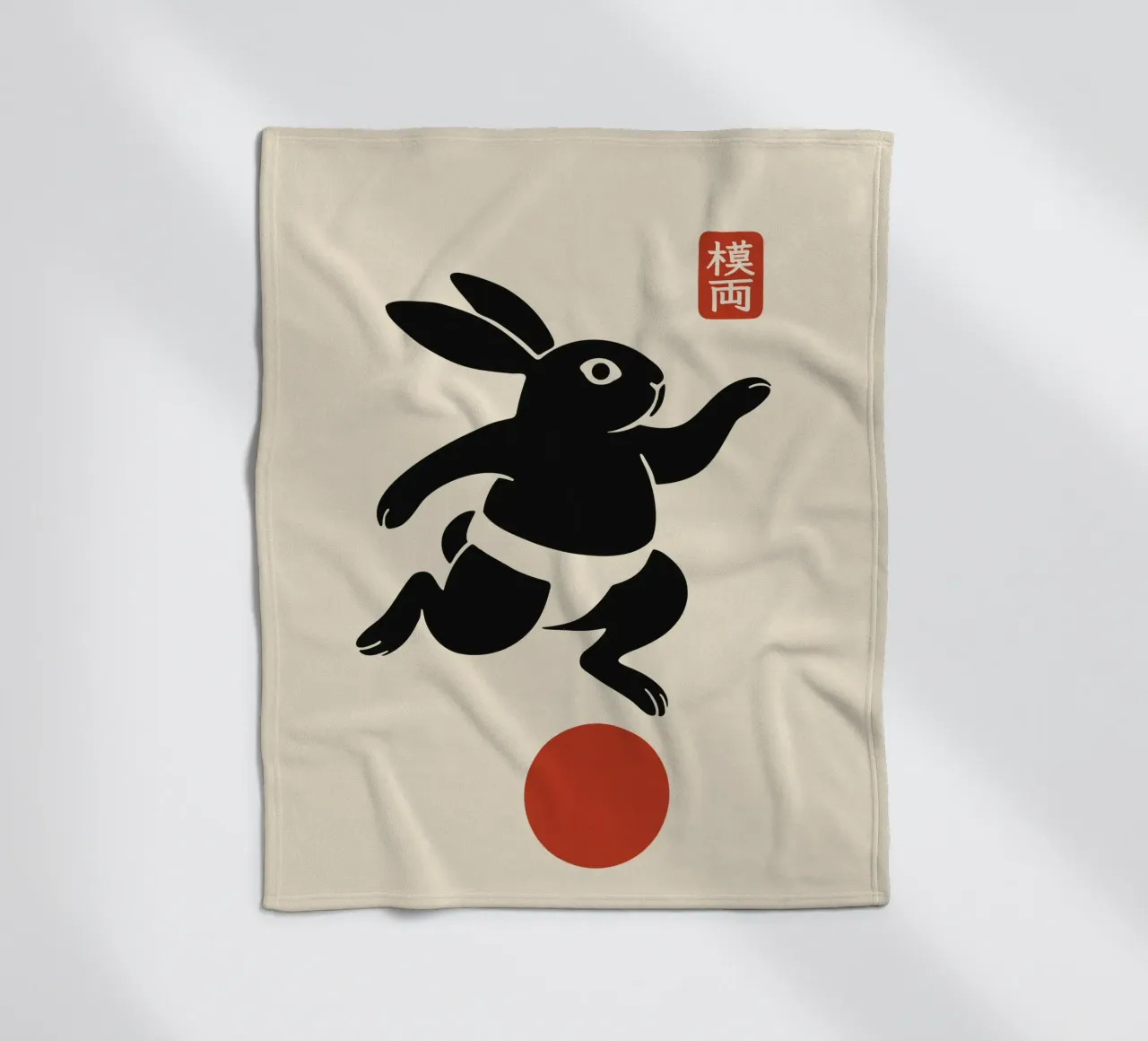 Balancing lucky rabbit fleece blanket by Moqro Home Decoration