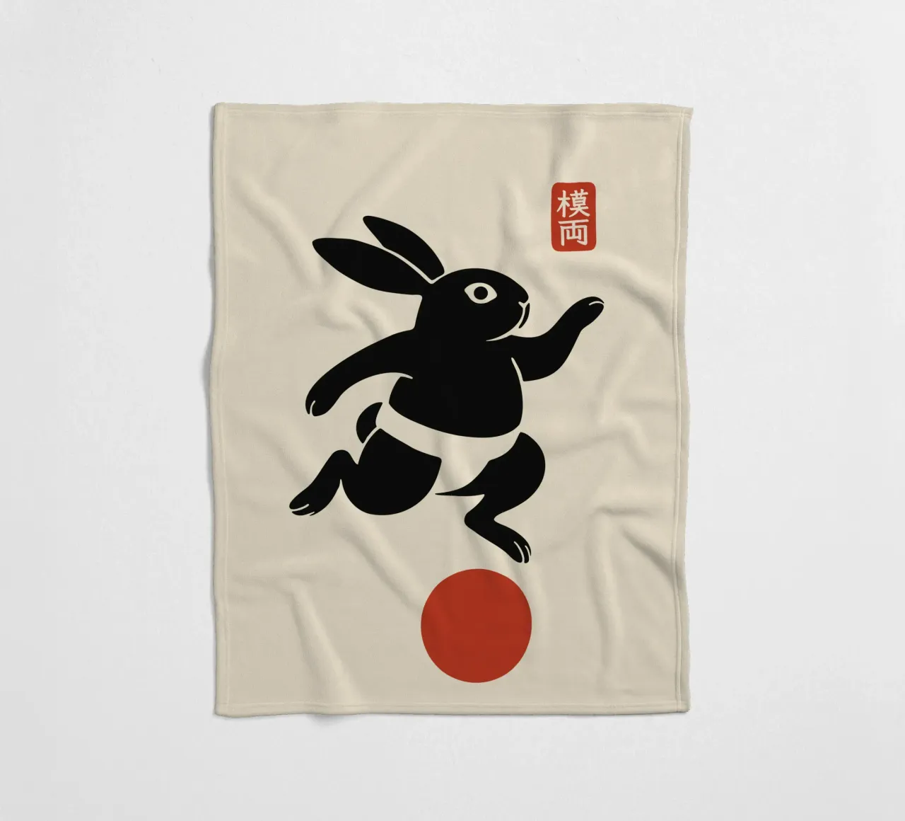 Balancing lucky rabbit fleece blanket by Moqro Home Decoration