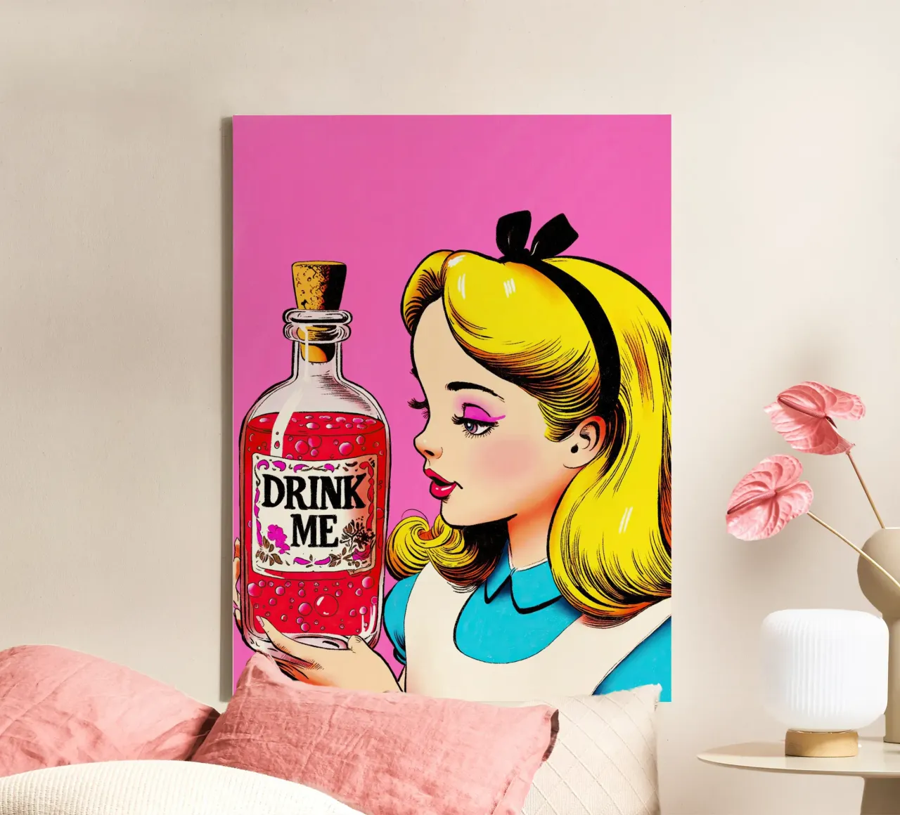 Alice “Drink Me” tela con Cornice a cassetta da lucasmeier