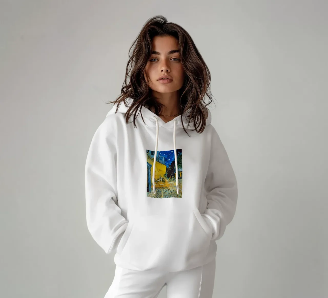 Terrazza di un caffè di notte felpa con cappuccio da ashcraft shop