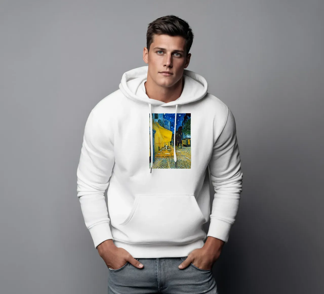 Terrazza di un caffè di notte felpa con cappuccio da ashcraft shop