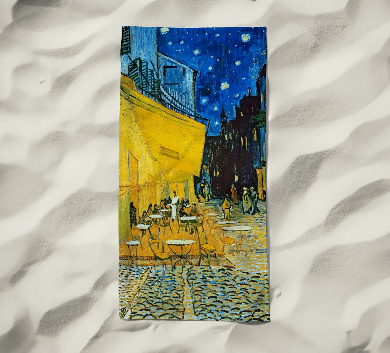 Terrazza di un caffè di notte telo mare da ashcraft shop