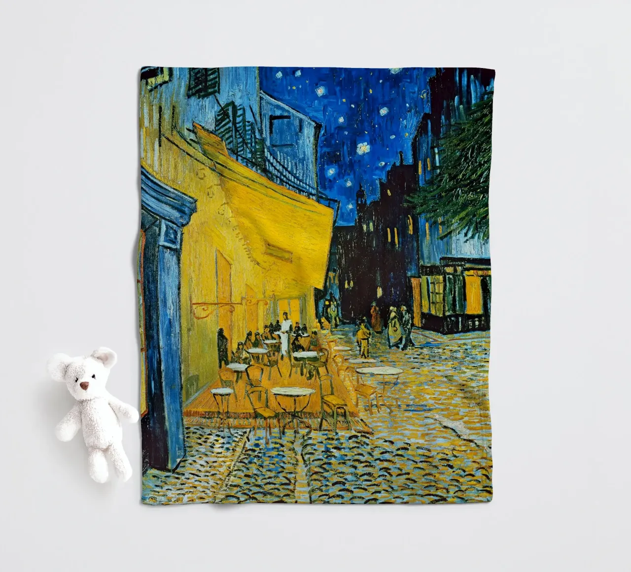 Terrazza di un caffè di notte coperta in pile da ashcraft shop