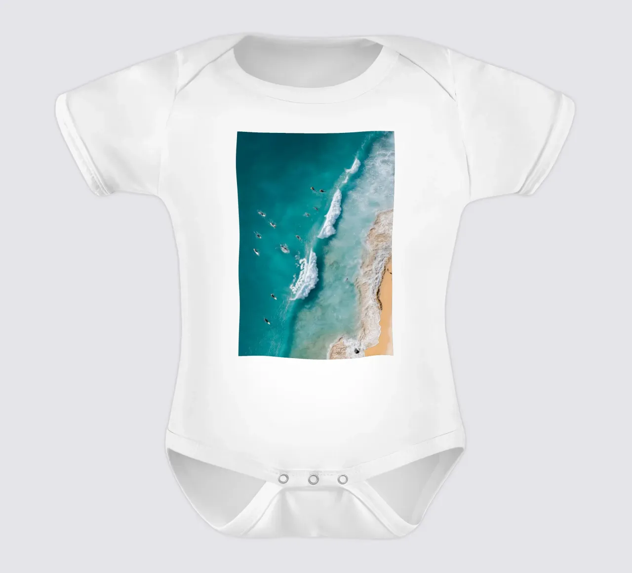 Surfers in Blue Waves Kurzarm Babybody von Nadjaa
