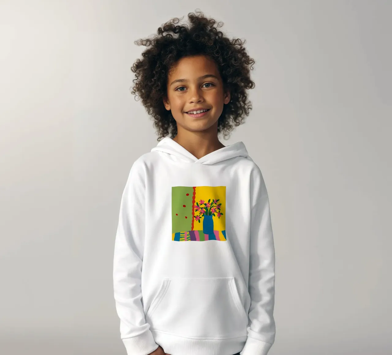 Rainbow Rug Blooms kids hoodie by Tiga Bersama