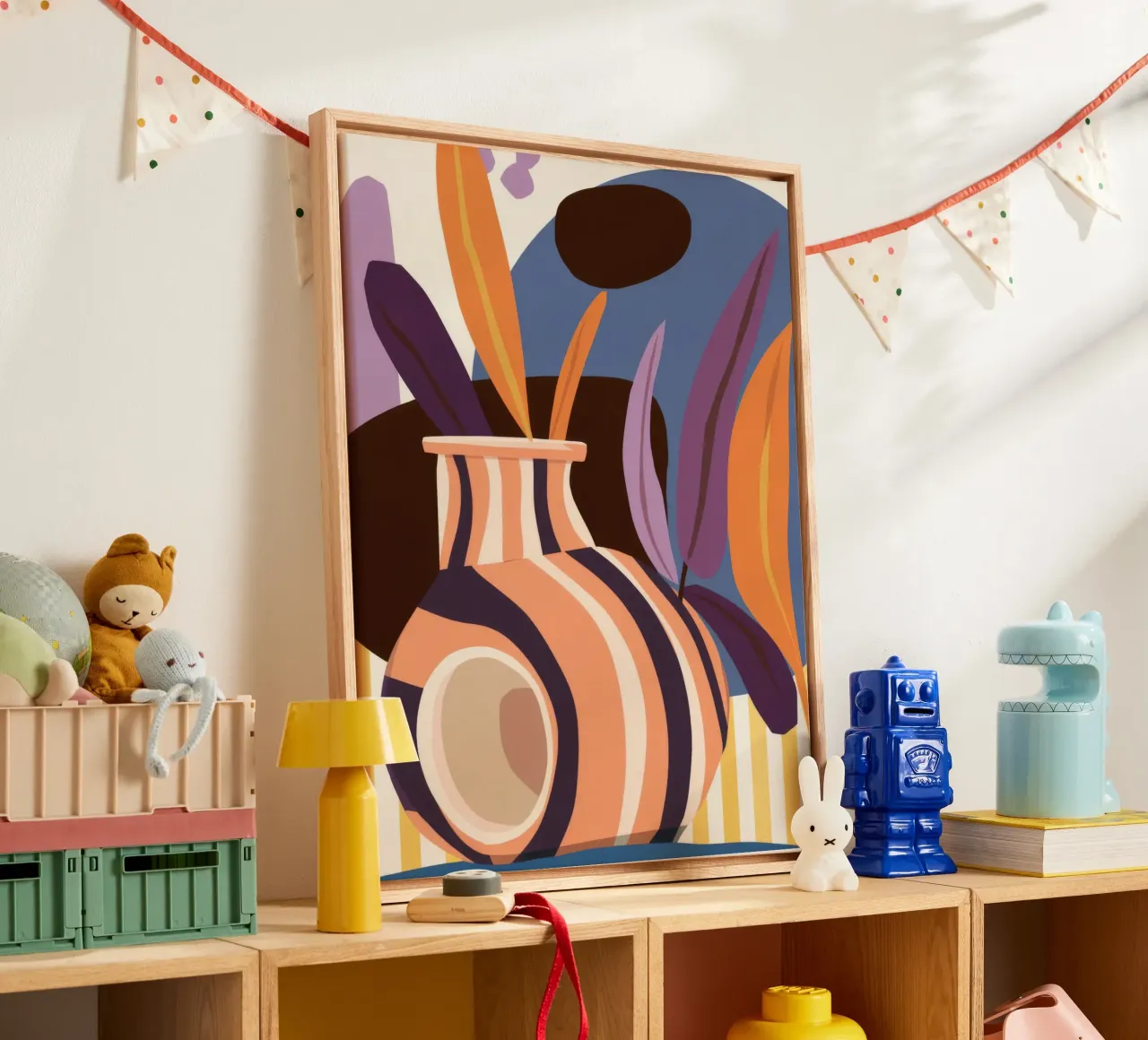 Abstracte vaas Draaikolk canvas met Baklijst van Tiga Bersama