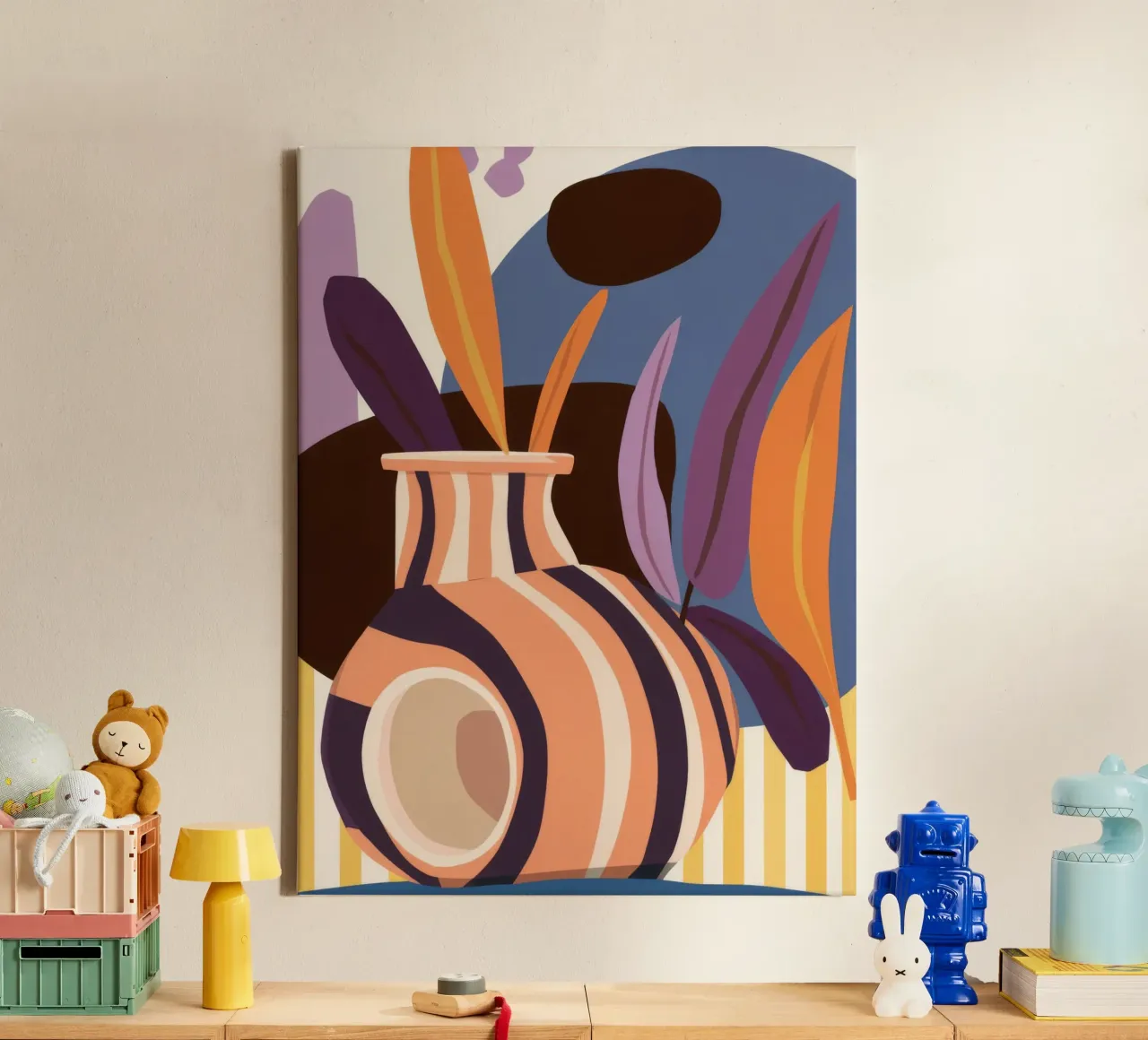 Abstracte vaas Draaikolk canvas met Baklijst van Tiga Bersama