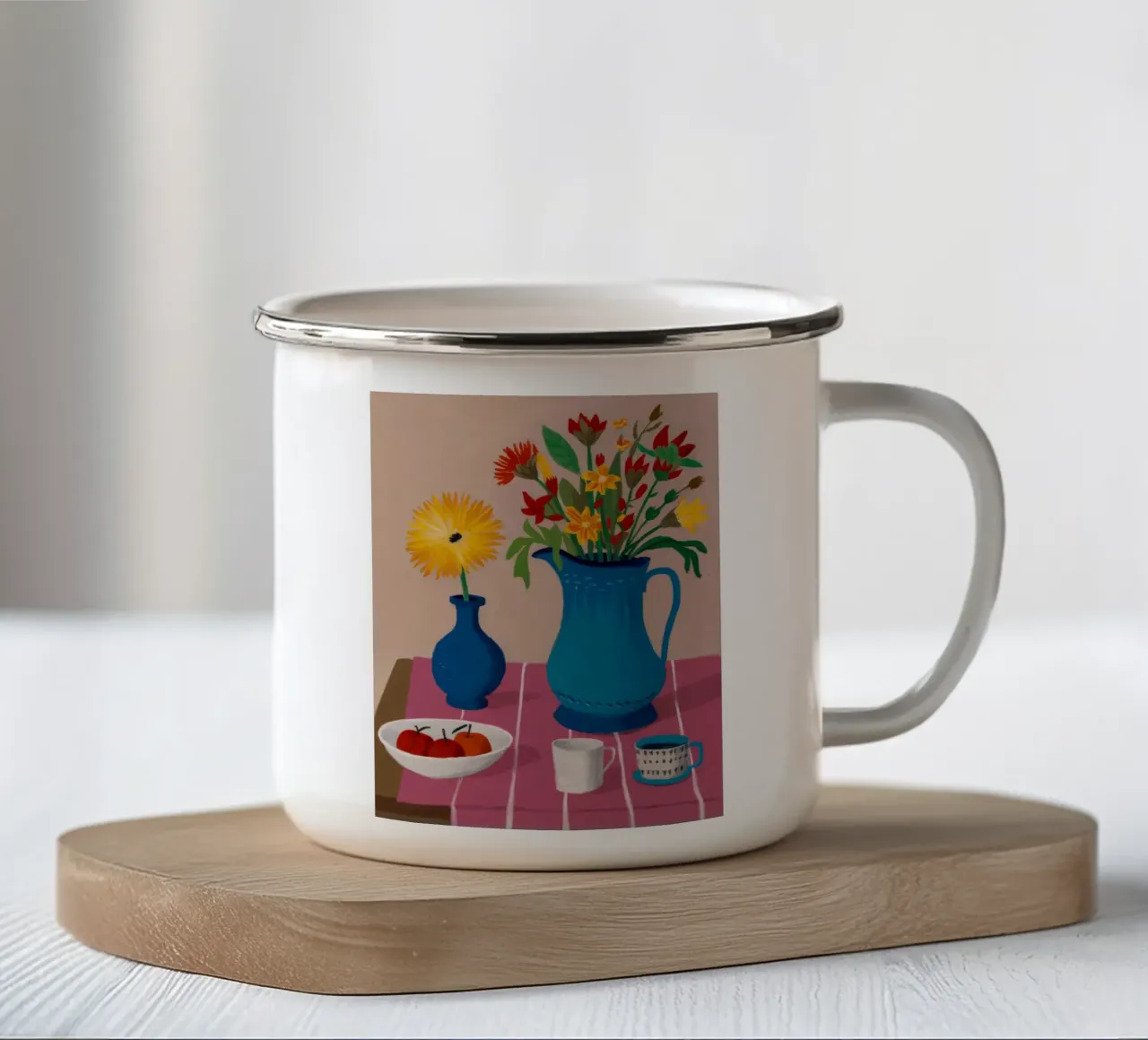 Semplicità della brocca azzurra tazza in smalto da Fable Tempa