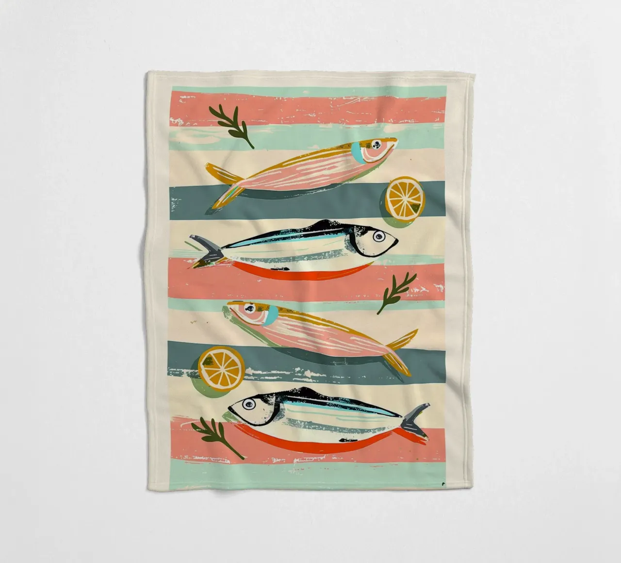 Sardines on Stripes Fleecedecke von Nadjaa
