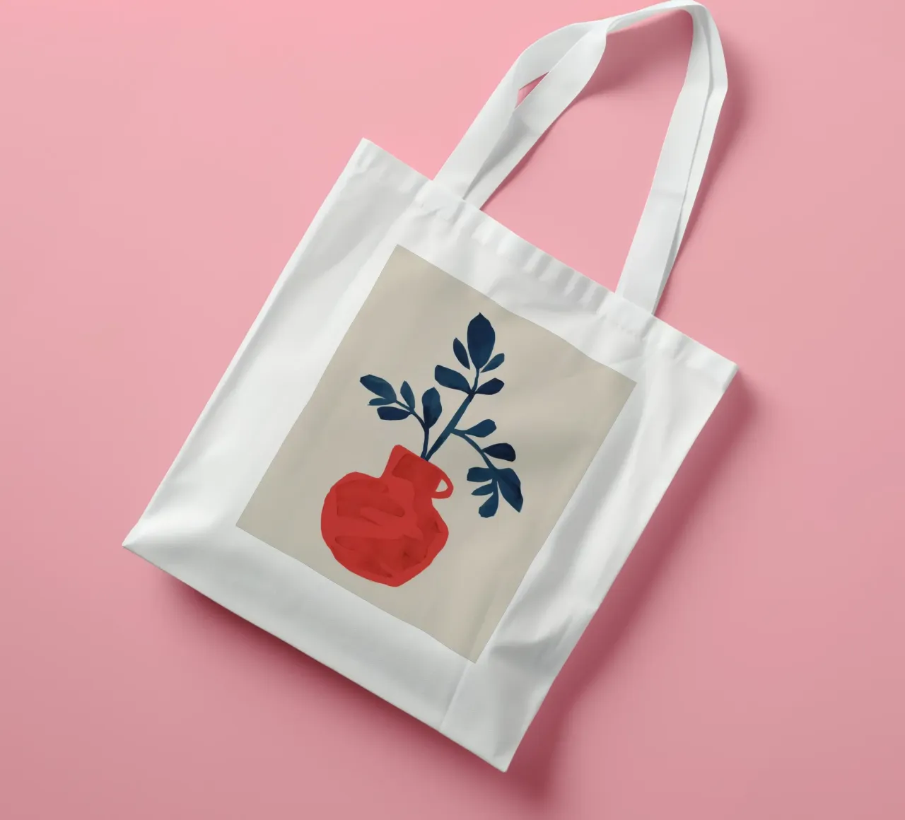 Red Vase Foliage tote bag by Tiga Bersama
