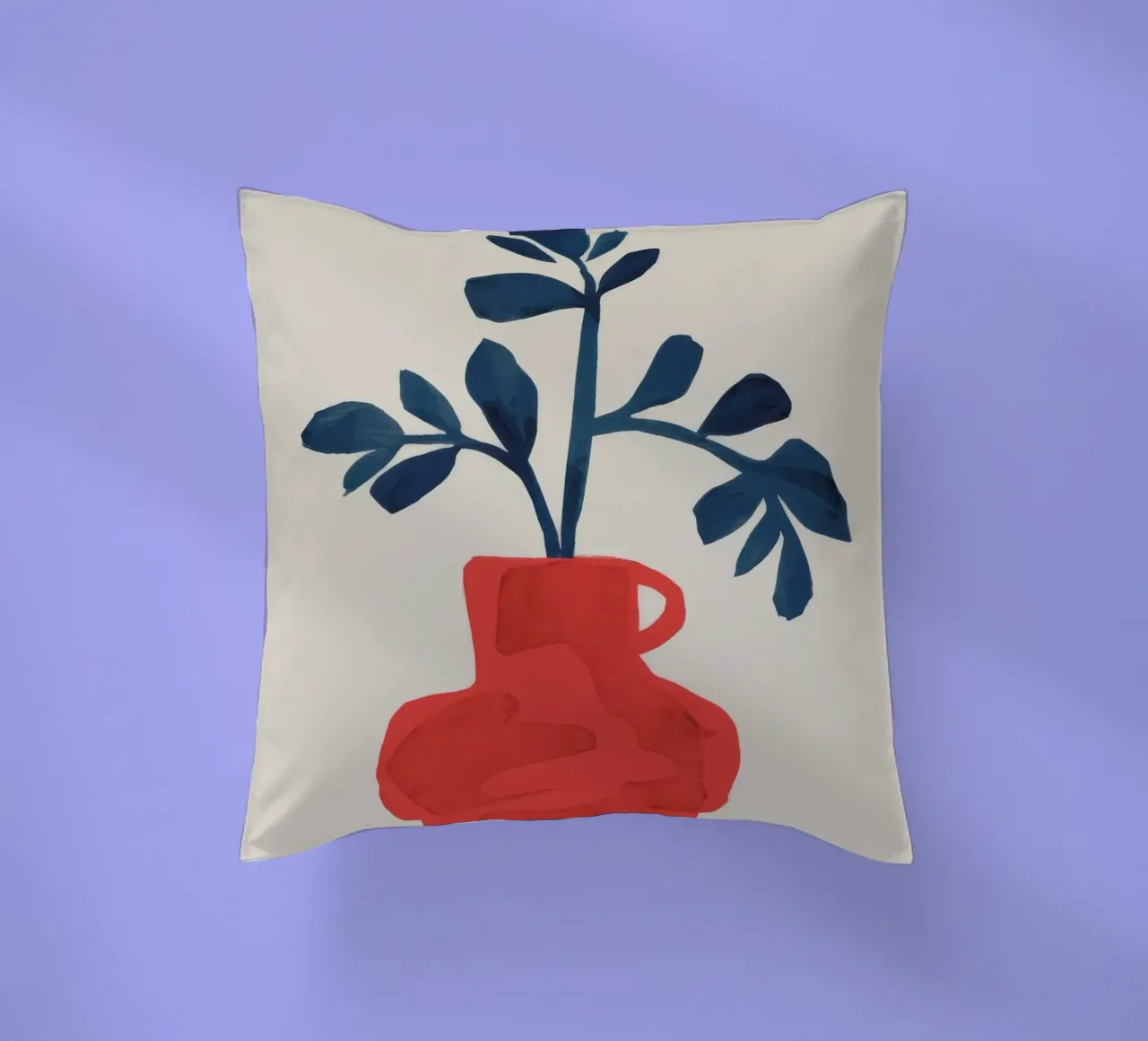 Red Vase Foliage decorative cushion by Tiga Bersama