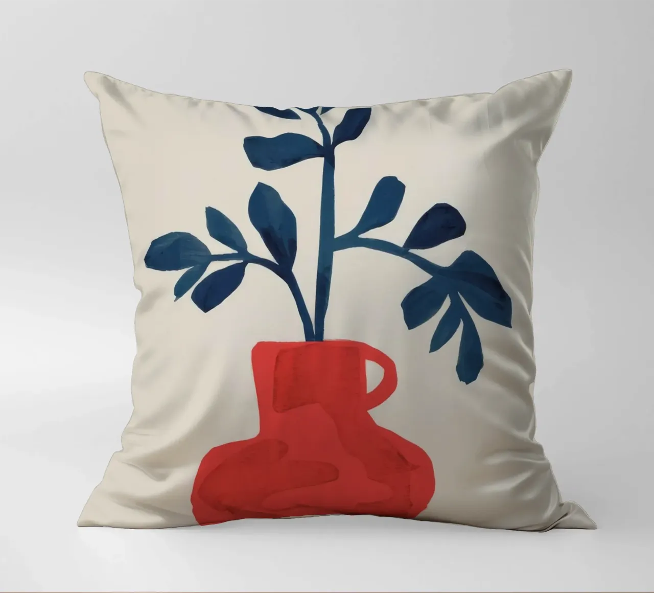 Red Vase Foliage decorative cushion by Tiga Bersama
