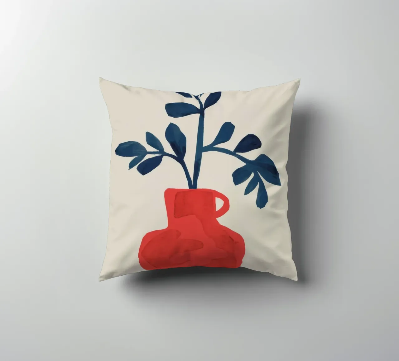 Red Vase Foliage decorative cushion by Tiga Bersama