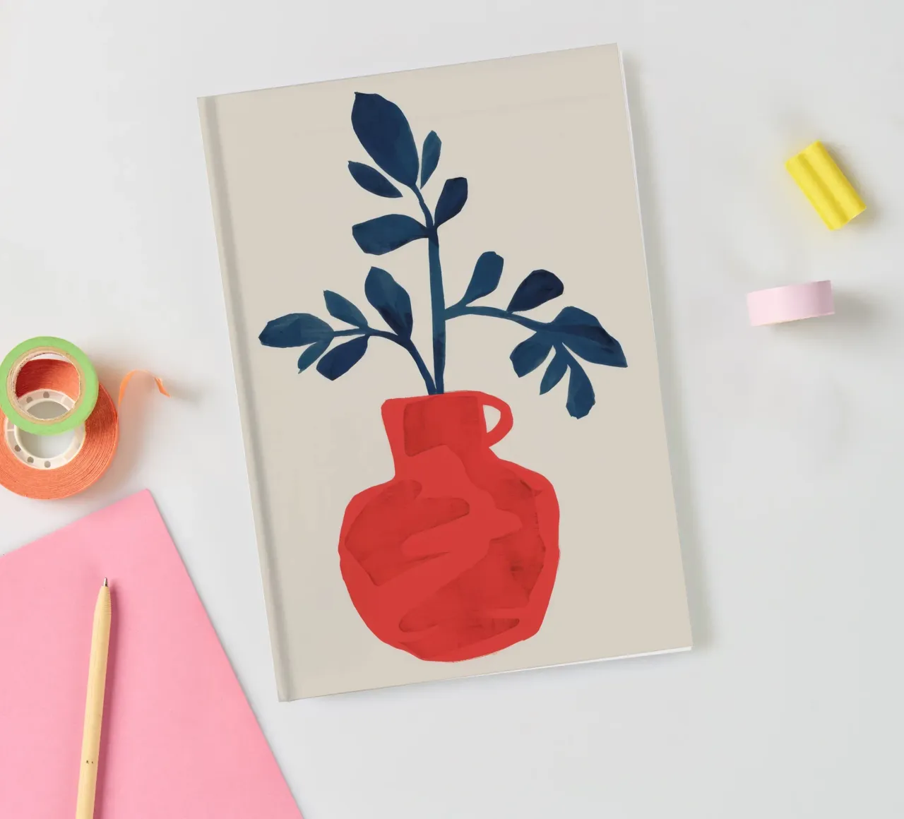Red Vase Foliage notebook by Tiga Bersama