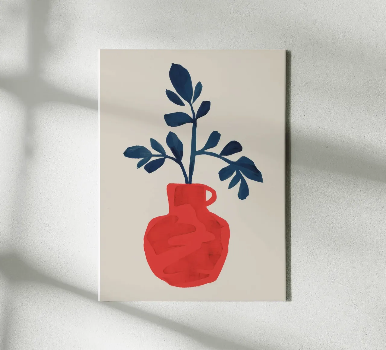 Rood vaasblad canvas van Tiga Bersama
