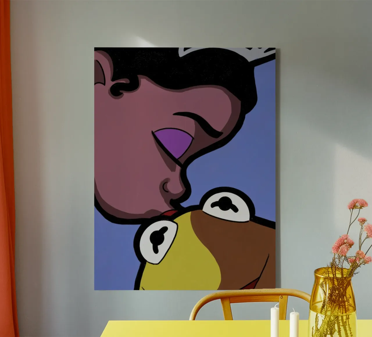 Bacio di Tiana e Kermit tela con Cornice a cassetta da lucasmeier