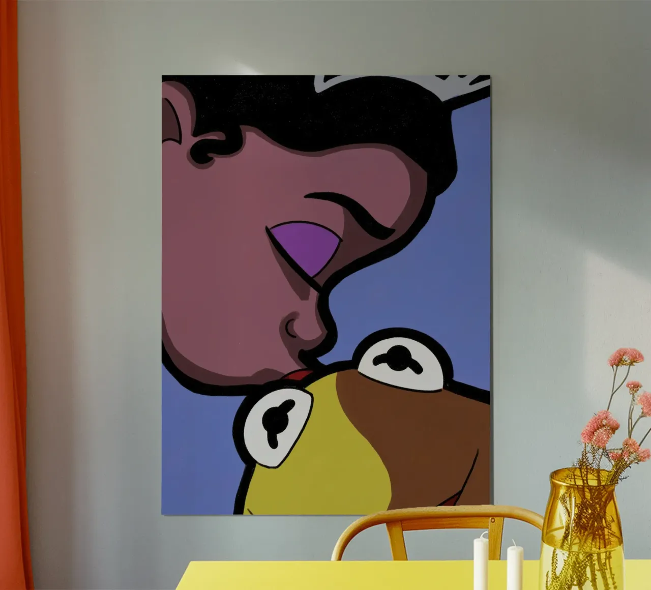 Baiser de Tiana et Kermit poster avec cadre en aluminium de lucasmeier