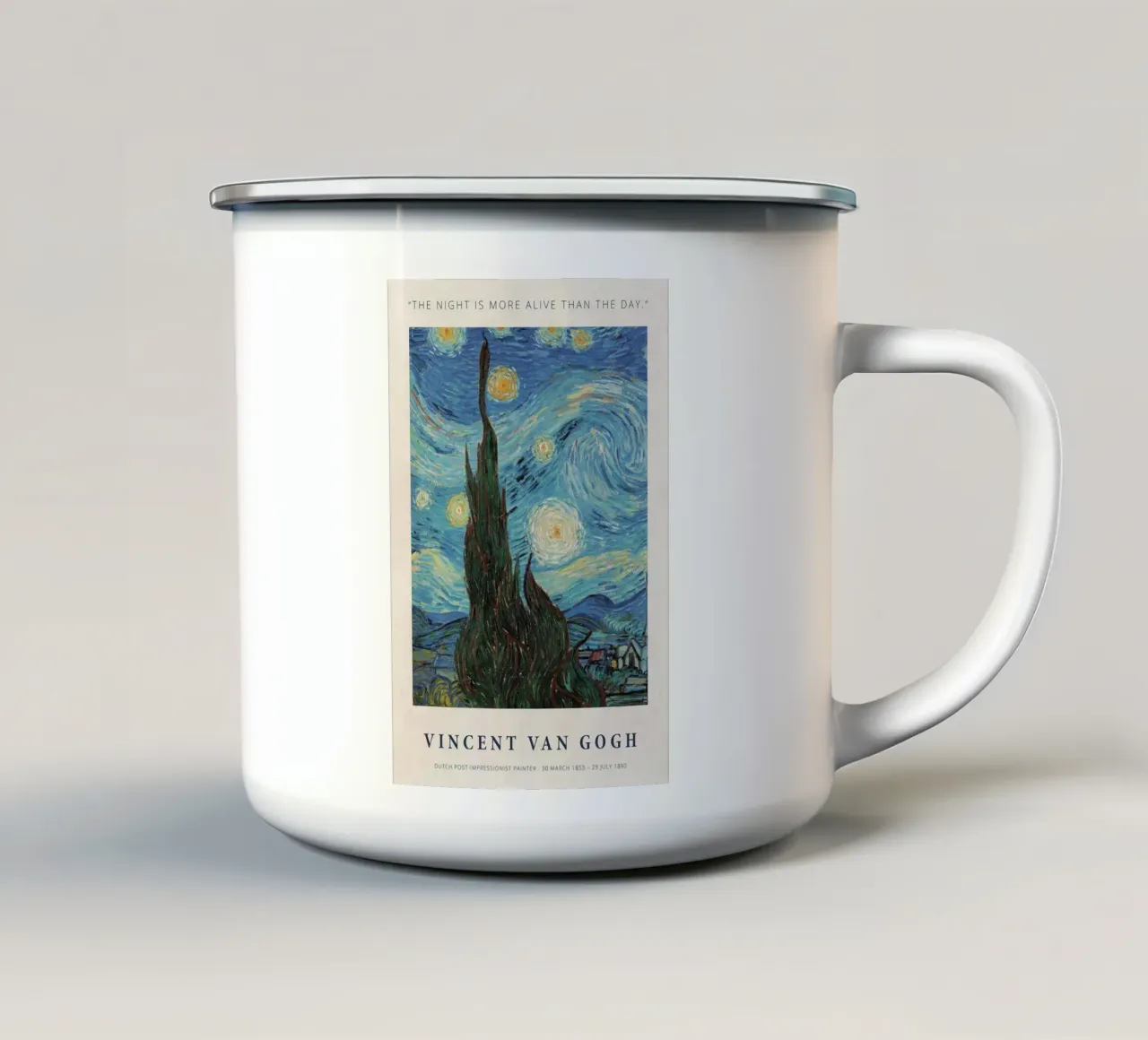 La notte è più viva del giorno tazza in smalto da ashcraft shop