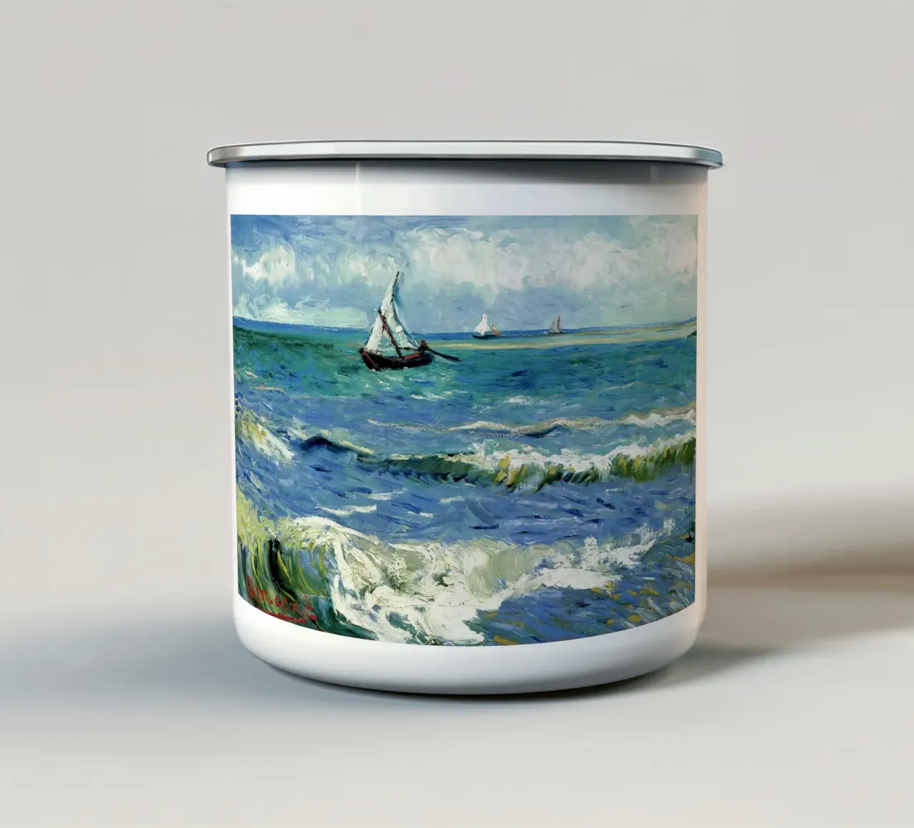 Il mare di Saintes-Maries-de-la-Mer tazza in smalto da ashcraft shop