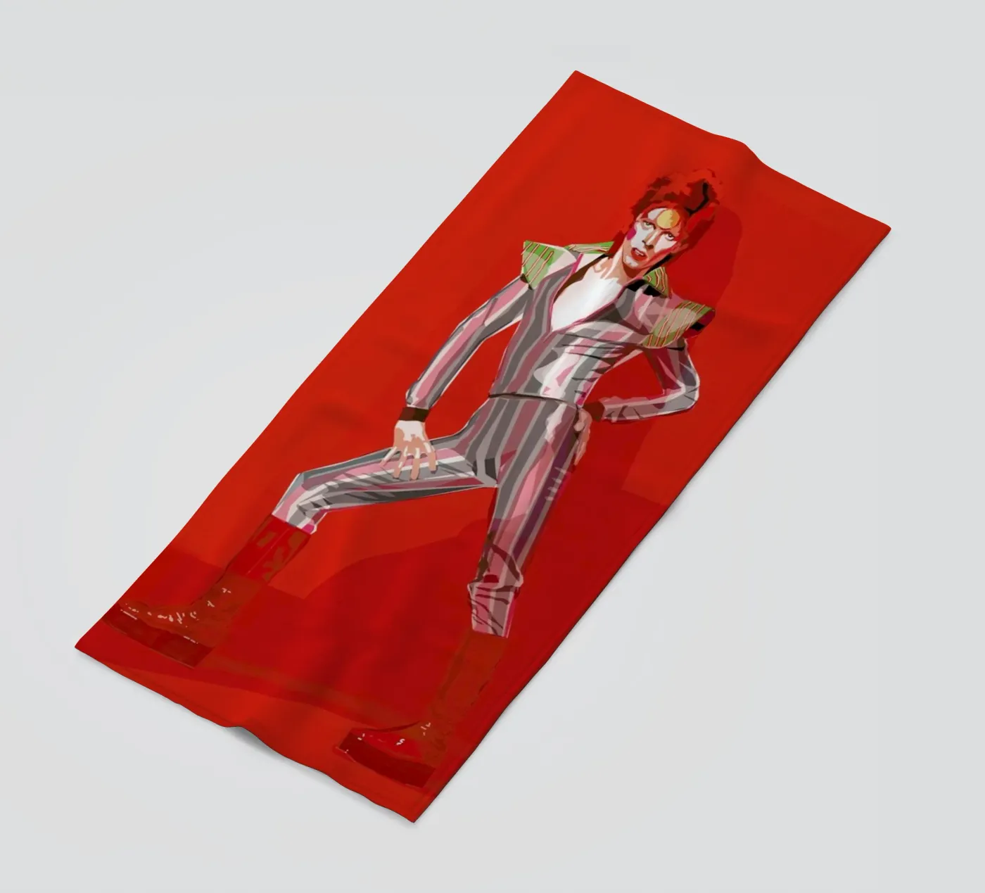David Bowie beach towel by Agnes KR Patience