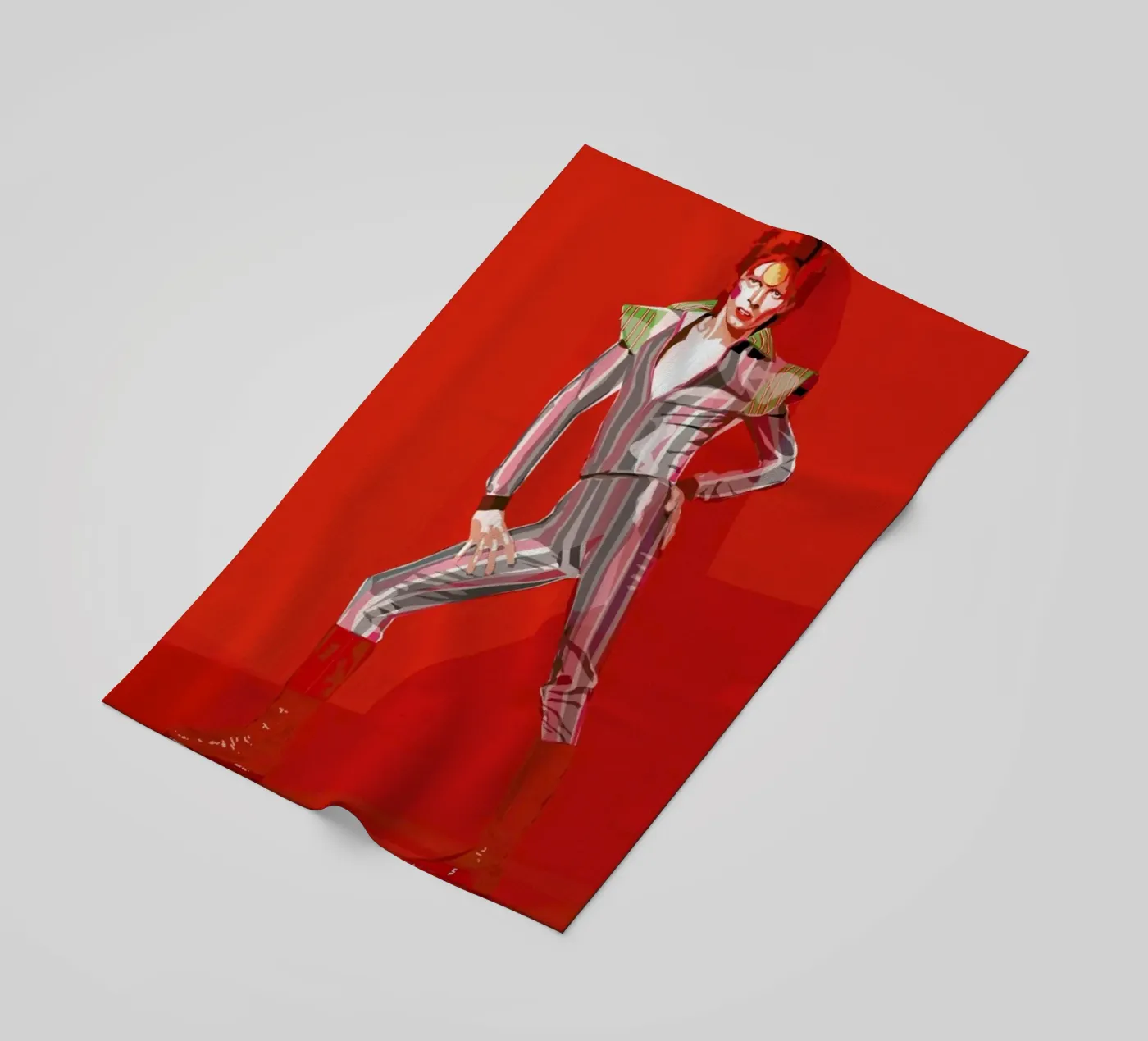 David Bowie beach towel by Agnes KR Patience