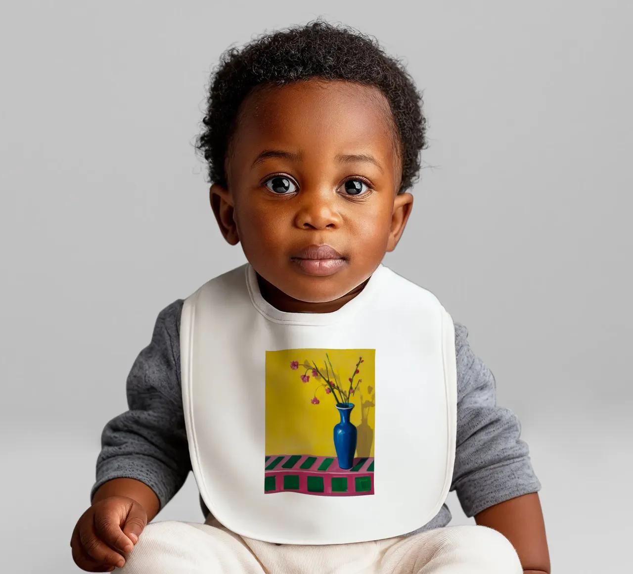 Blue Vase Spring Branch baby bib by Tiga Bersama