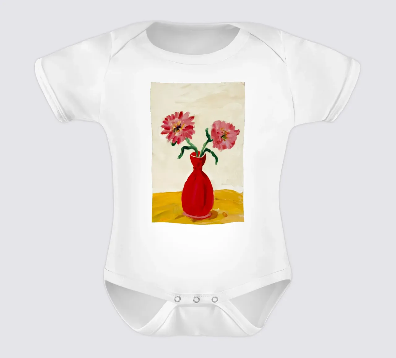 Papaveri in vaso rosso body neonato maniche corte da Tiga Bersama