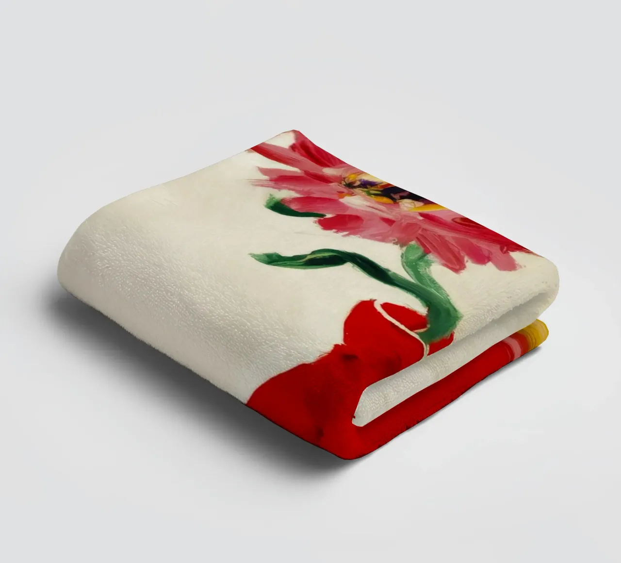 Papaveri in vaso rosso asciugamano da bagno da Tiga Bersama