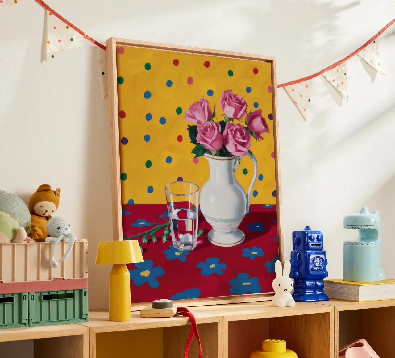 Polka Dot Rose Joy canvas by Fable Tempa