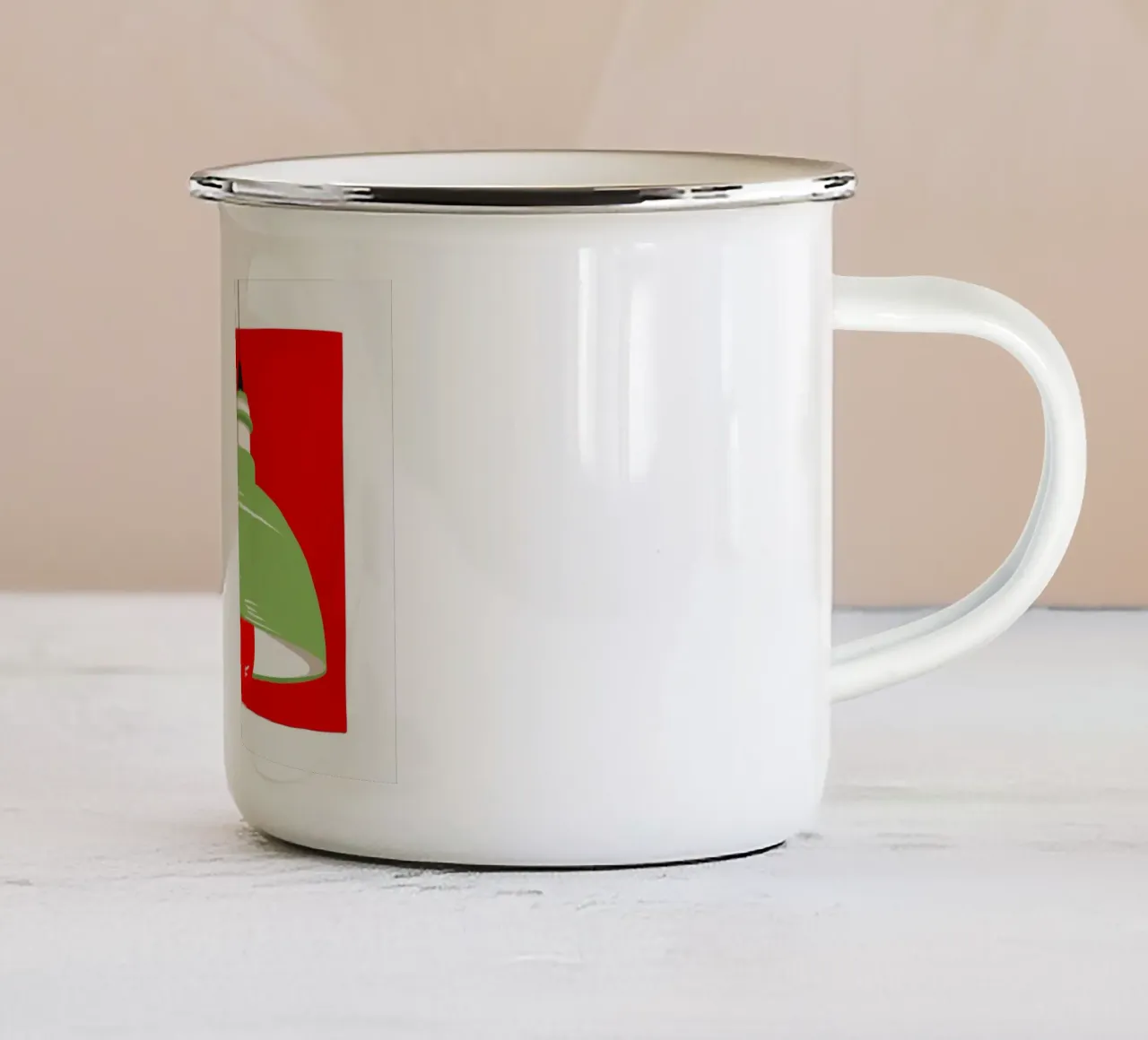 Luce a sospensione verde tazza in smalto da Tiga Bersama