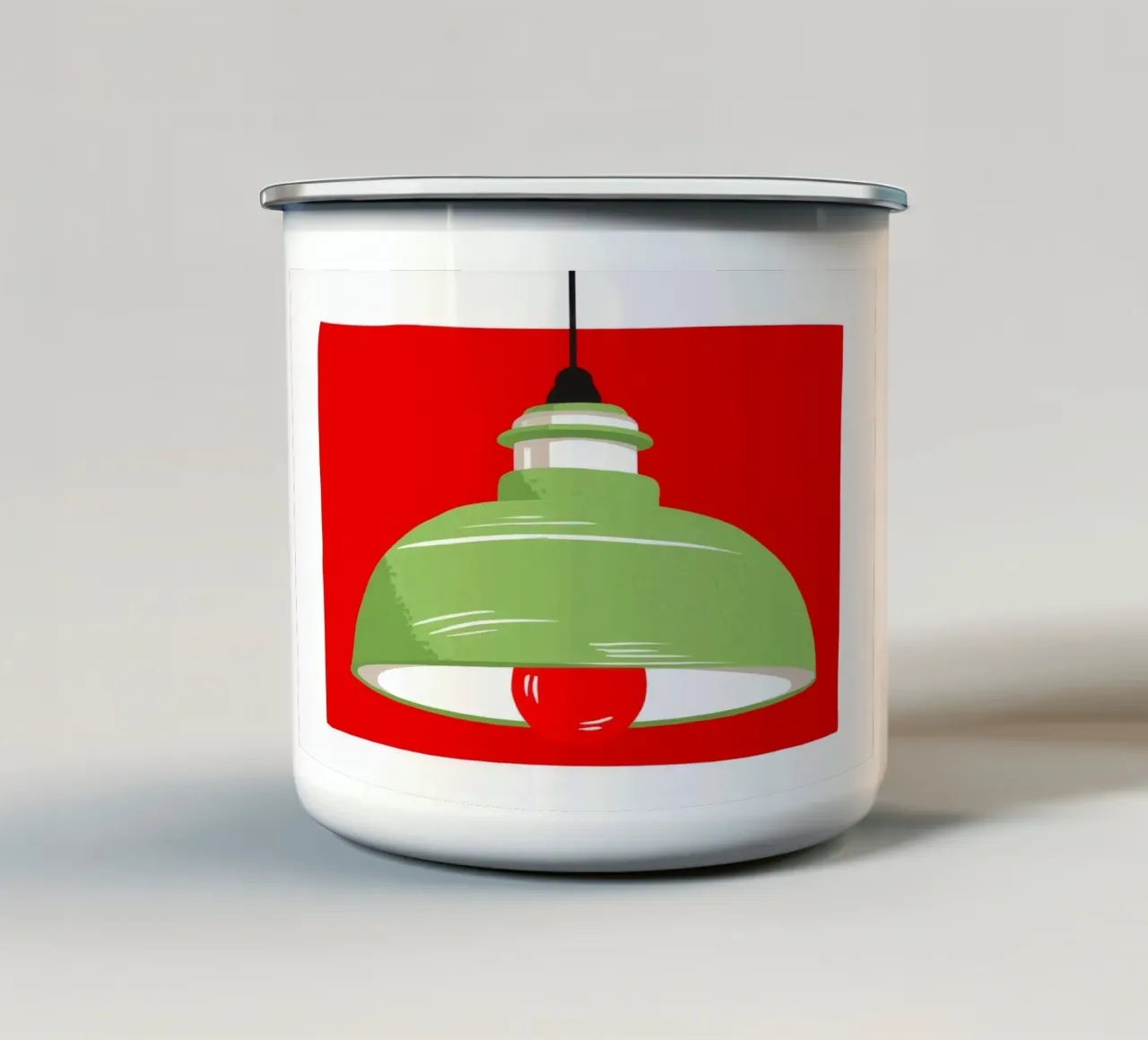 Luce a sospensione verde tazza in smalto da Tiga Bersama
