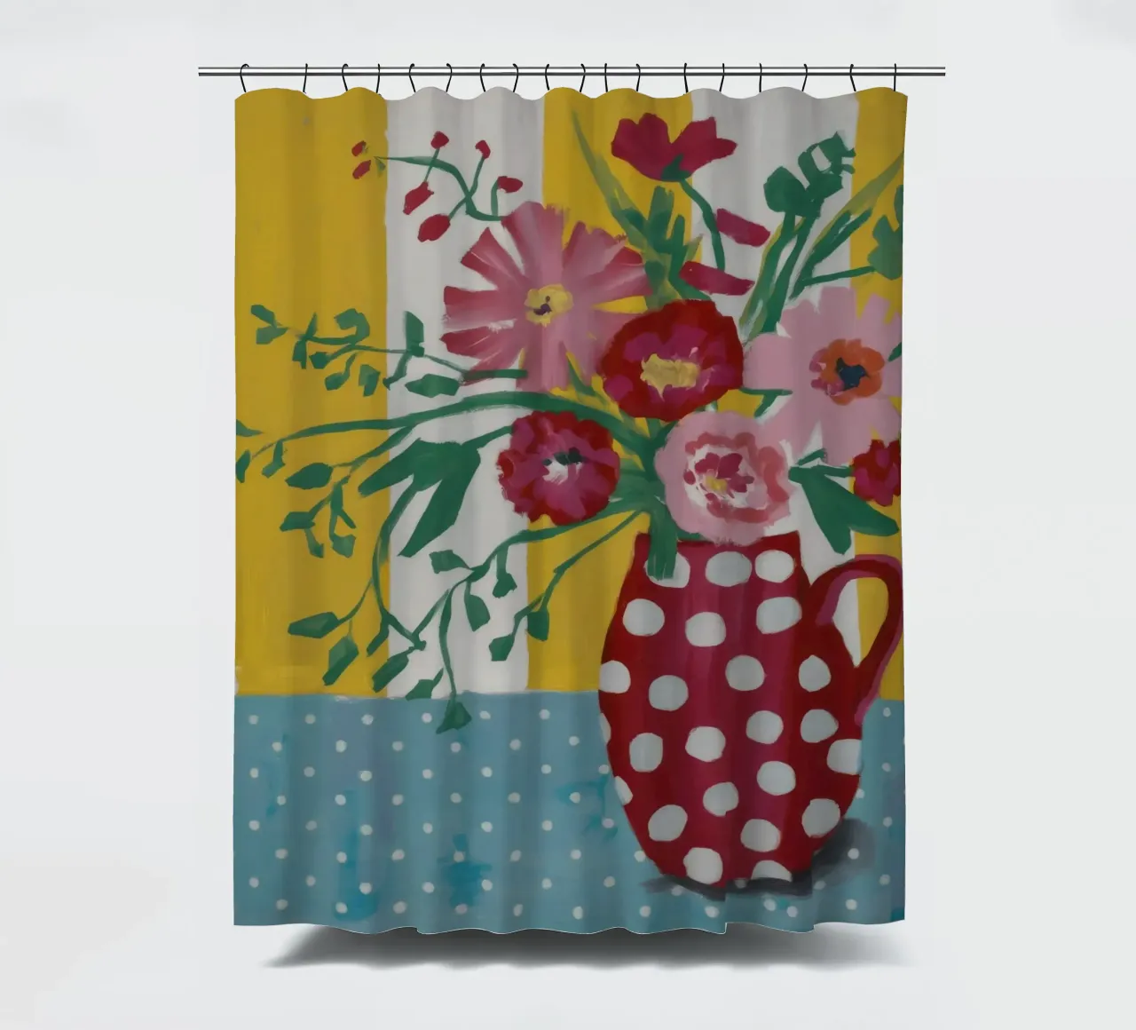Quilted Bloom Collage shower curtain by Fable Tempa
