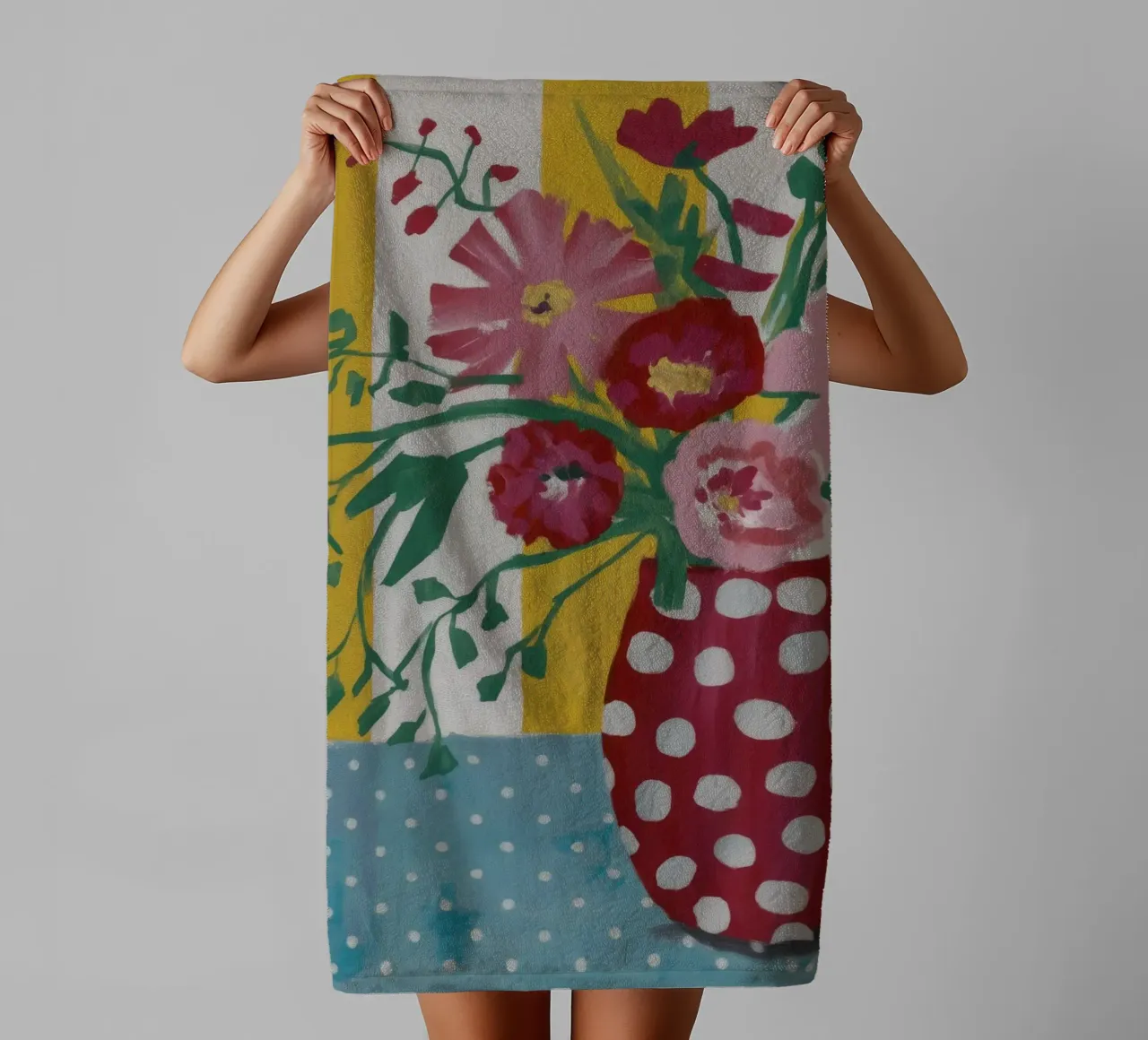 Collage di fiori trapuntati asciugamano da bagno da Fable Tempa