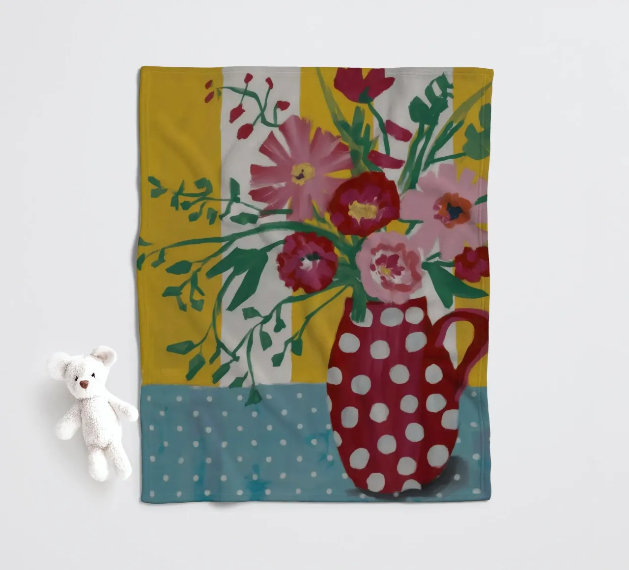 Quilted Bloom Collage fleece blanket by Fable Tempa
