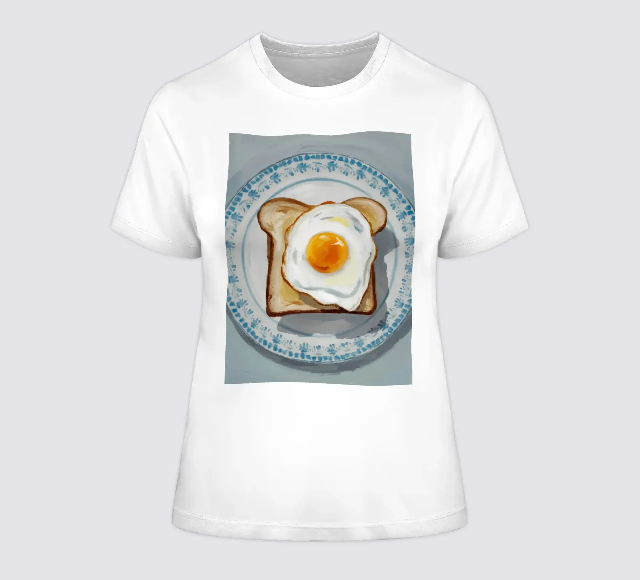Assiette d'œufs sur toast t-shirt ajusté pour femmes de Tiga Bersama