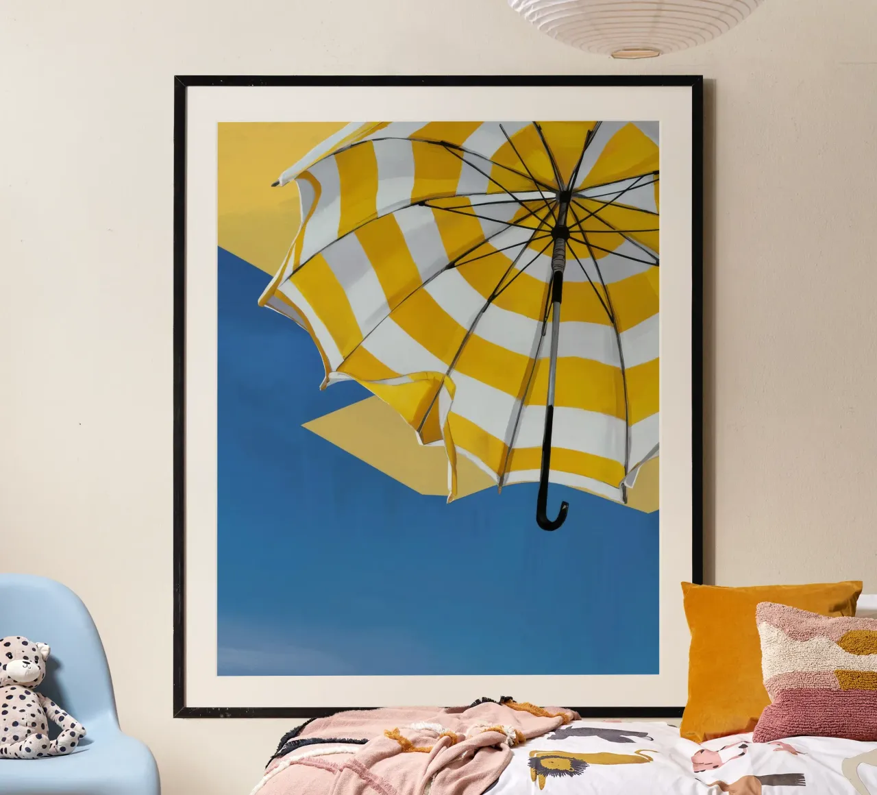 Gelber Regenschirm Regen Poster von Tiga Bersama