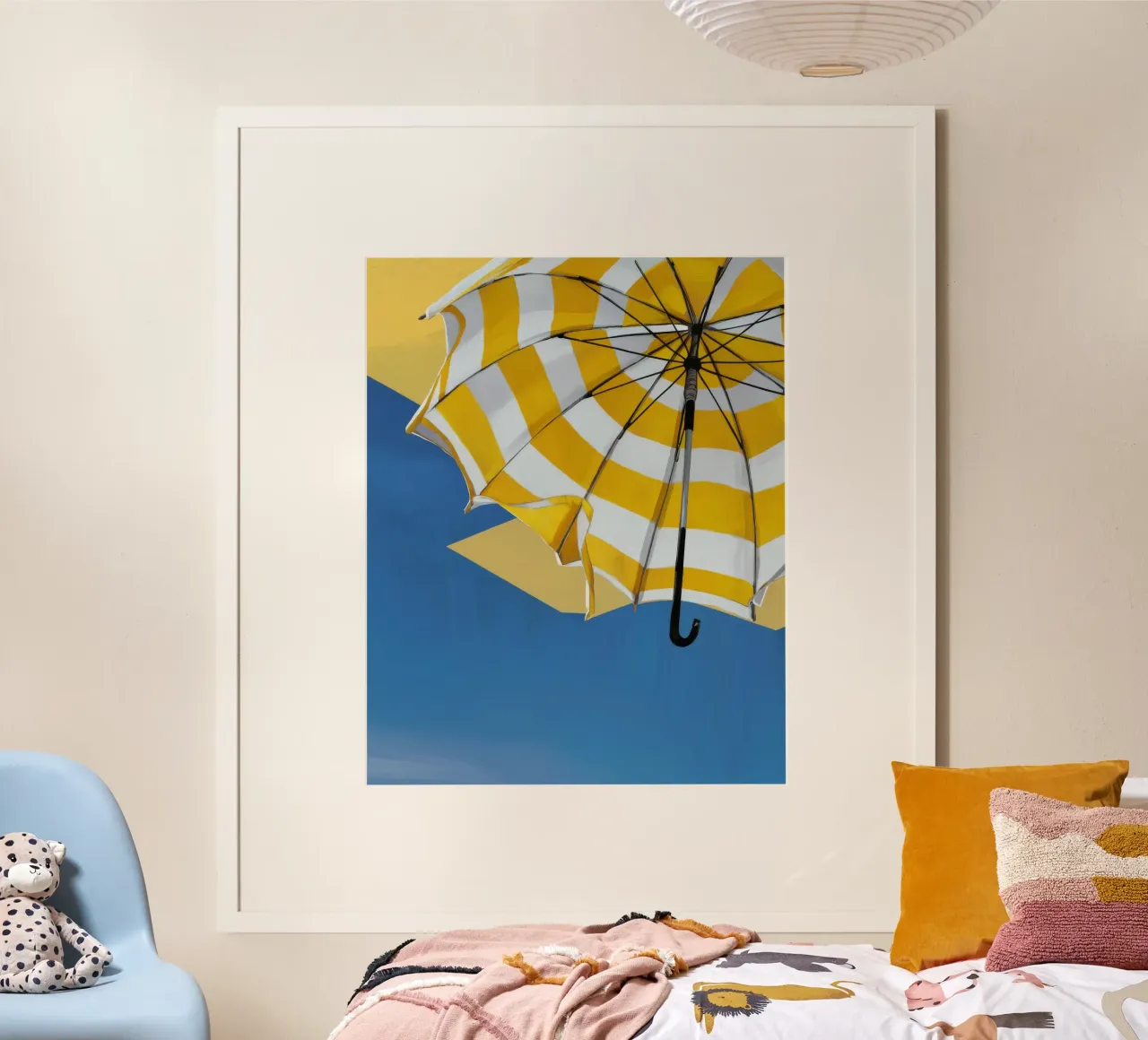 Gelber Regenschirm Regen Poster von Tiga Bersama